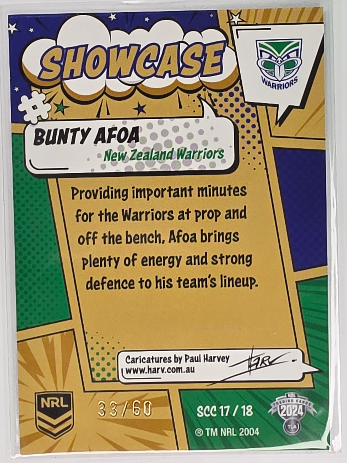 NRL 2024 Traders - Showcase Case Cards - #SCC17 - Bunty Afoa - #33/60