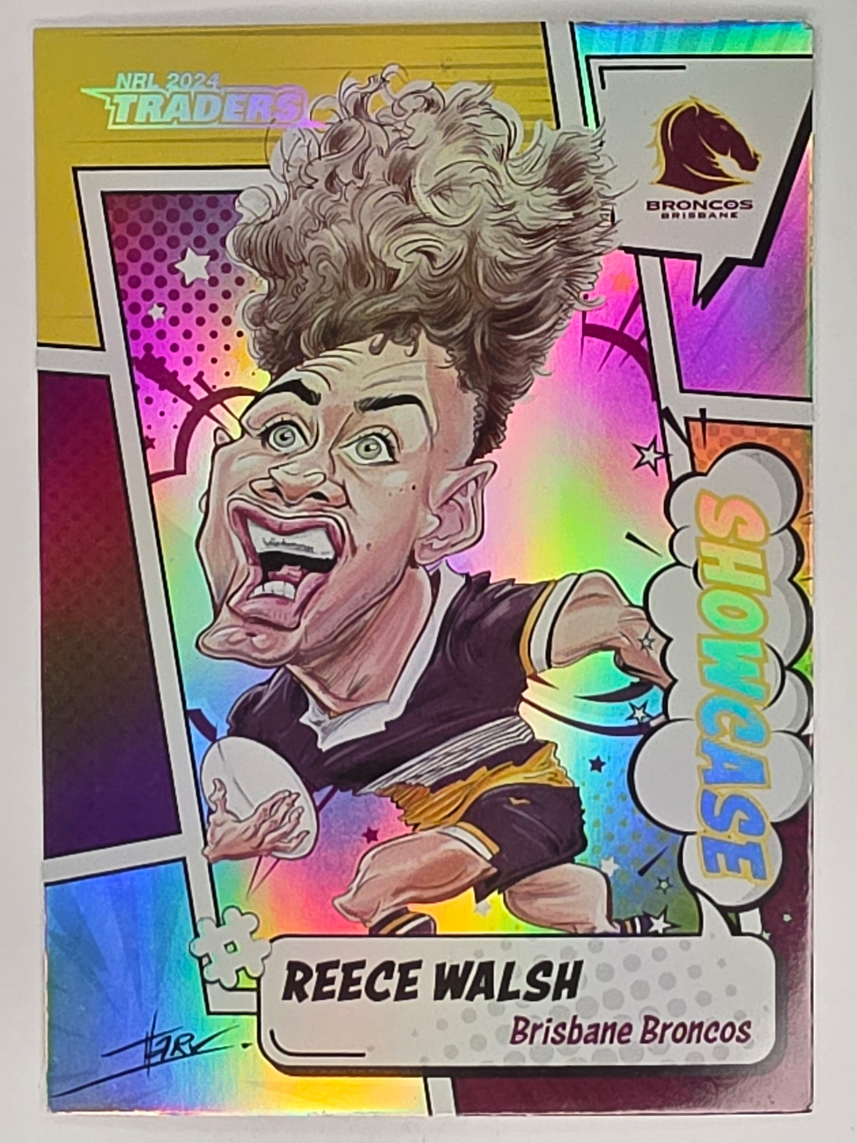 NRL 2024 Traders - Showcase Caricatures - #S02 Reece Walsh Brisbane Broncos