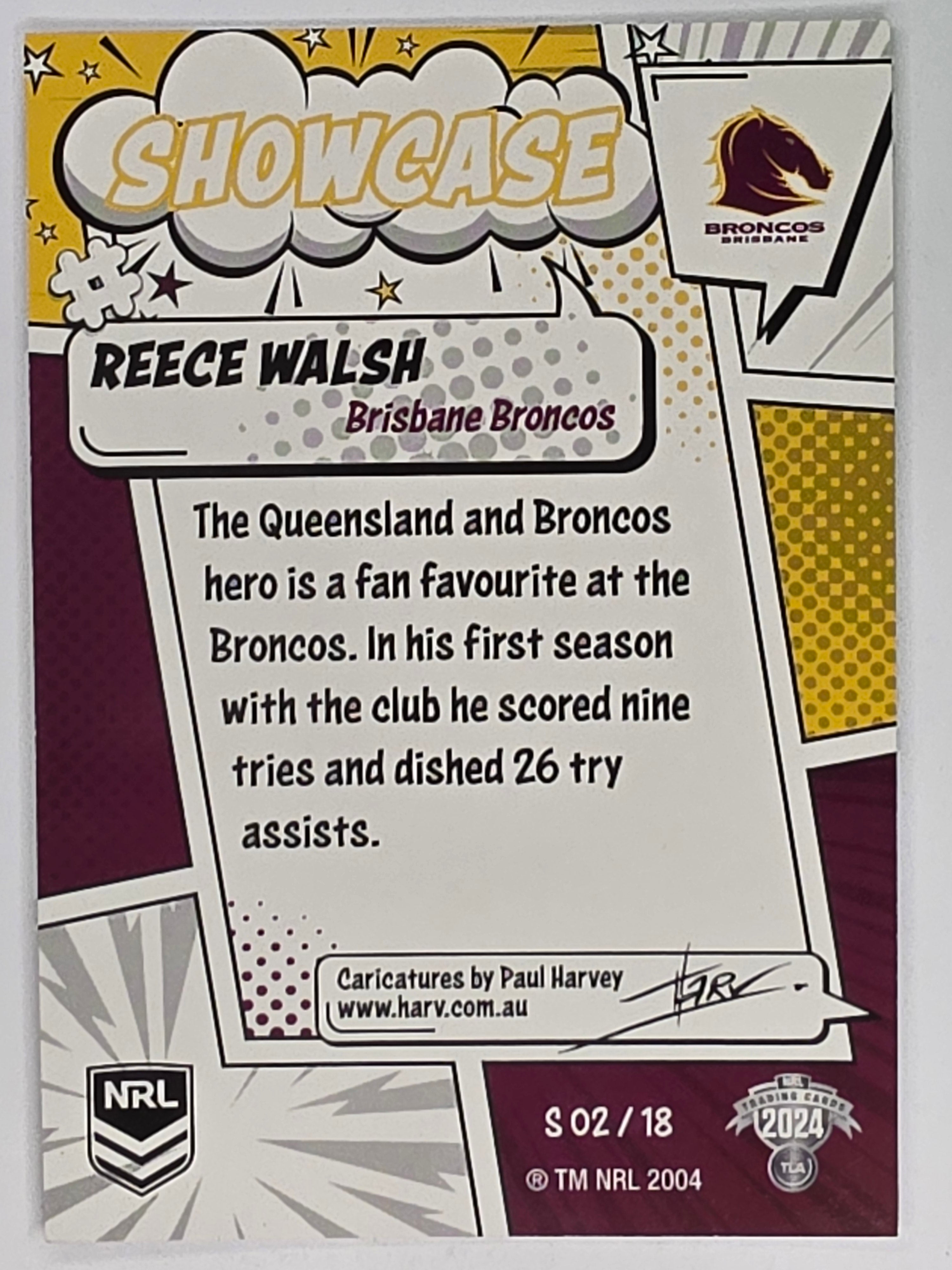 NRL 2024 Traders - Showcase Caricatures - #S02 Reece Walsh Brisbane Broncos