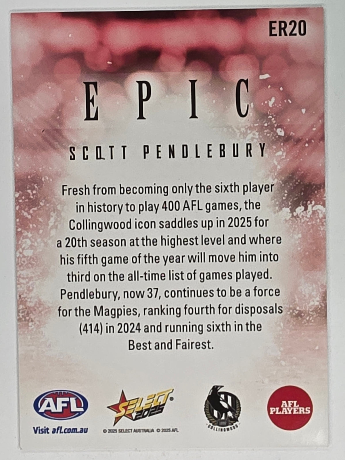 AFL Footy Stars 2025 | Epic Red | #ER20 | S. Pendlebury | Collingwood