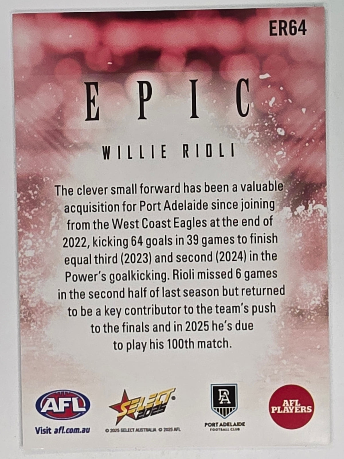 AFL Footy Stars 2025 | Epic Red | #ER64 | W. Rioli | Port Adelaide