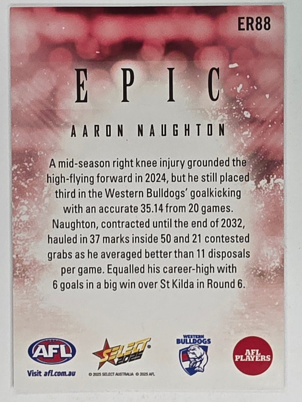 AFL Footy Stars 2025 | Epic Red | #ER88 | Aaron Naughton | Western Bulldogs