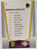 NRL 2015 Elite | Base Card #010 | Brisbane Broncos Checklist
