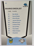 NRL 2015 Elite | Base Card #040 | Cronulla Sutherland Sharks Checklist