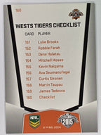 NRL 2015 Elite | Base Card #160 | Wests Tigers Checklist