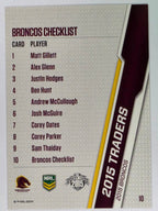 NRL 2015 Traders | Base Card #010 | Brisbane Broncos Checklist