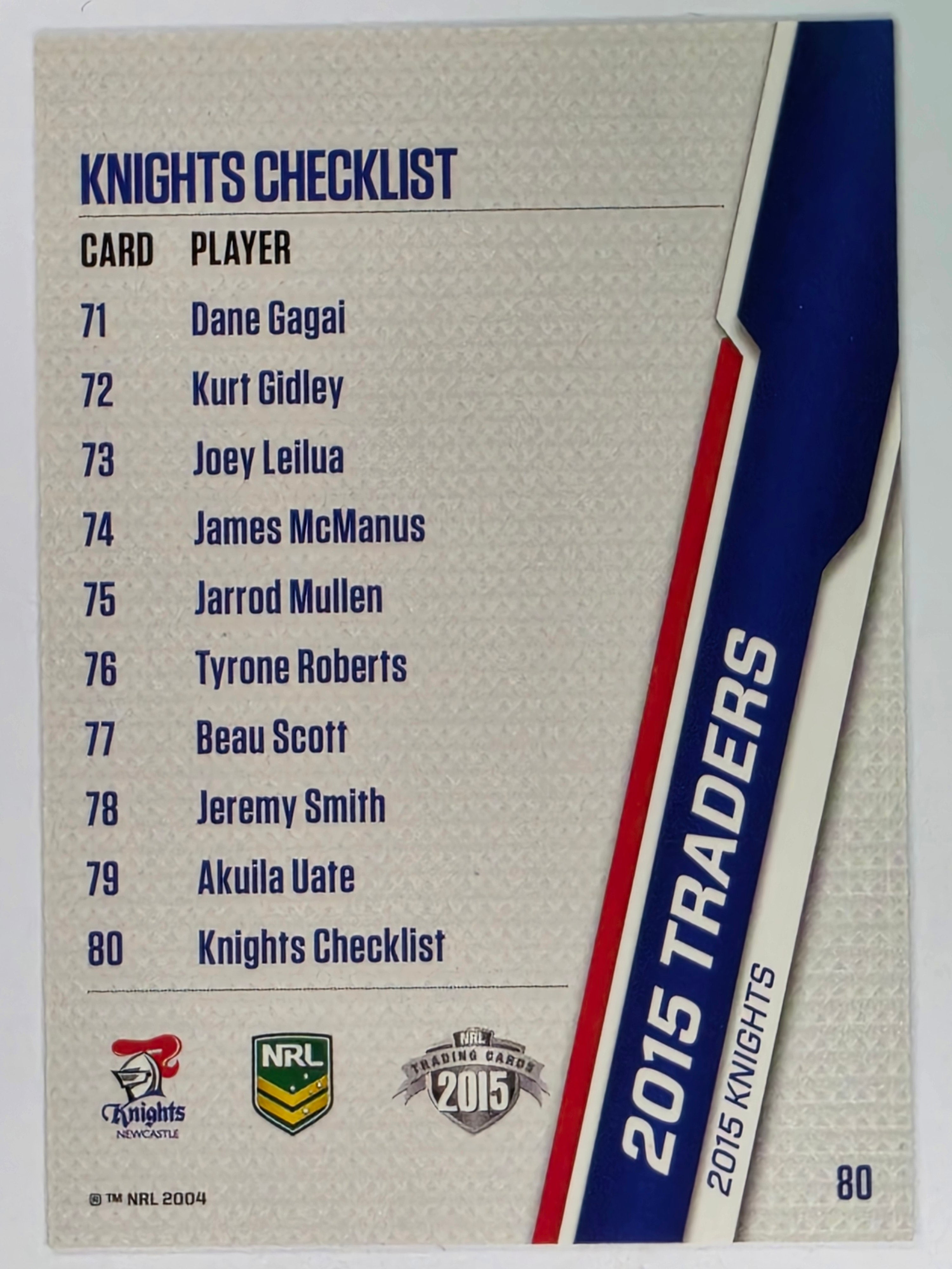 NRL 2015 Traders | Base Card #080 | Newcastle Knights Checklist