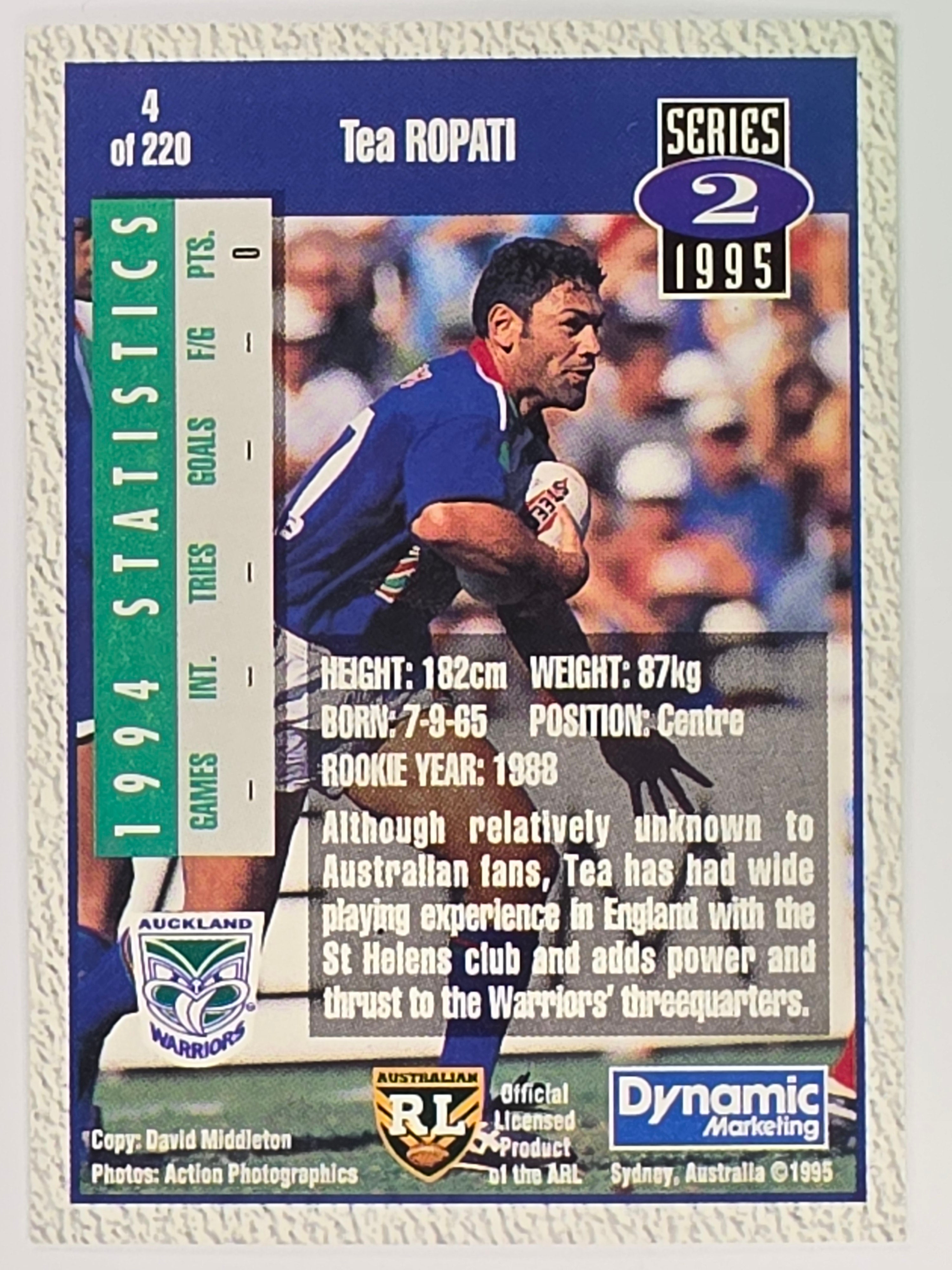 NRL 1995 Dynamic Series 2 | Base Card #004 | Tea Ropati | Auckland Warriors