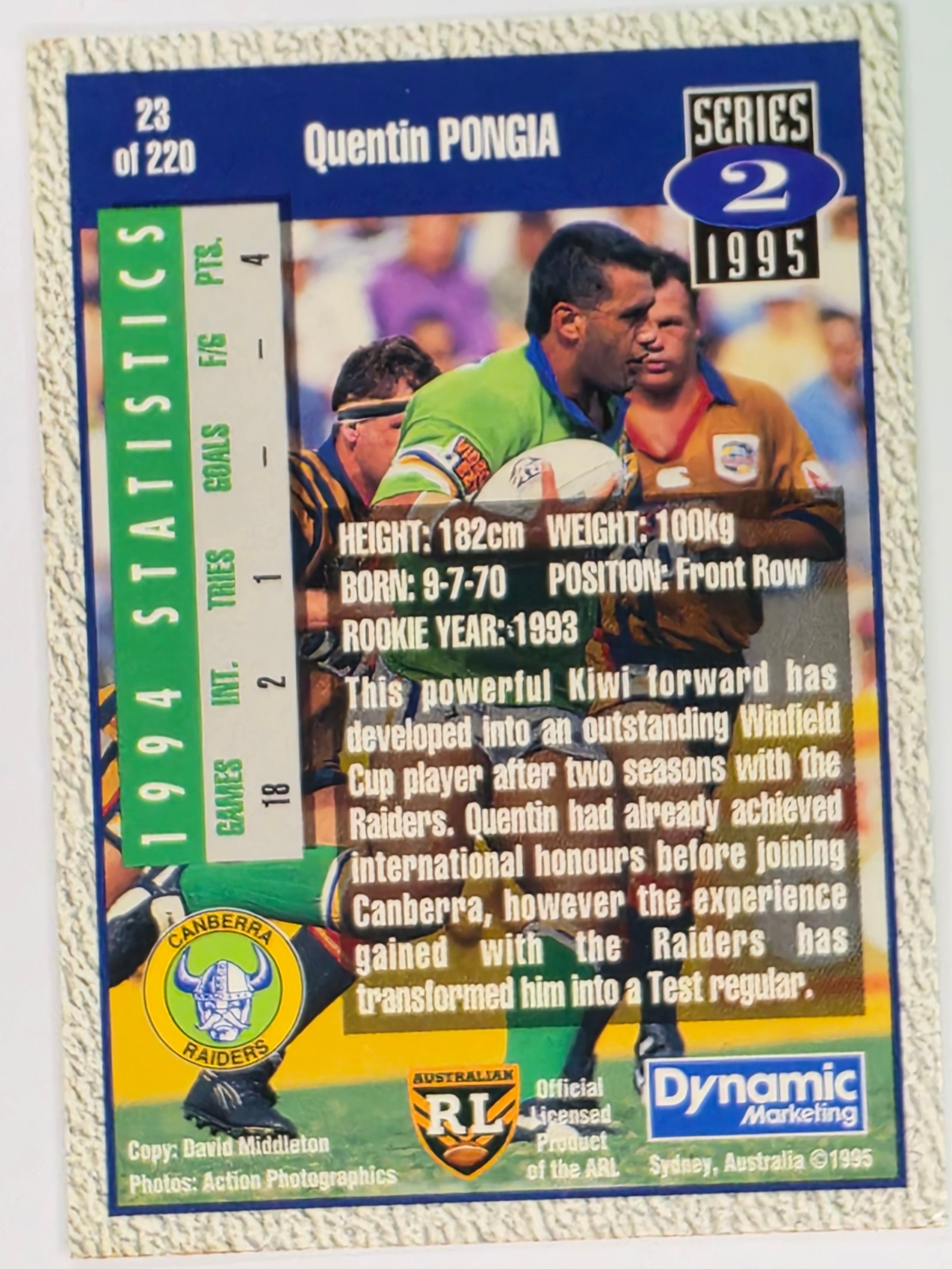NRL 1995 Dynamic Series 2 | Base Card #023 | Quentin Pongia| Canberra Raiders