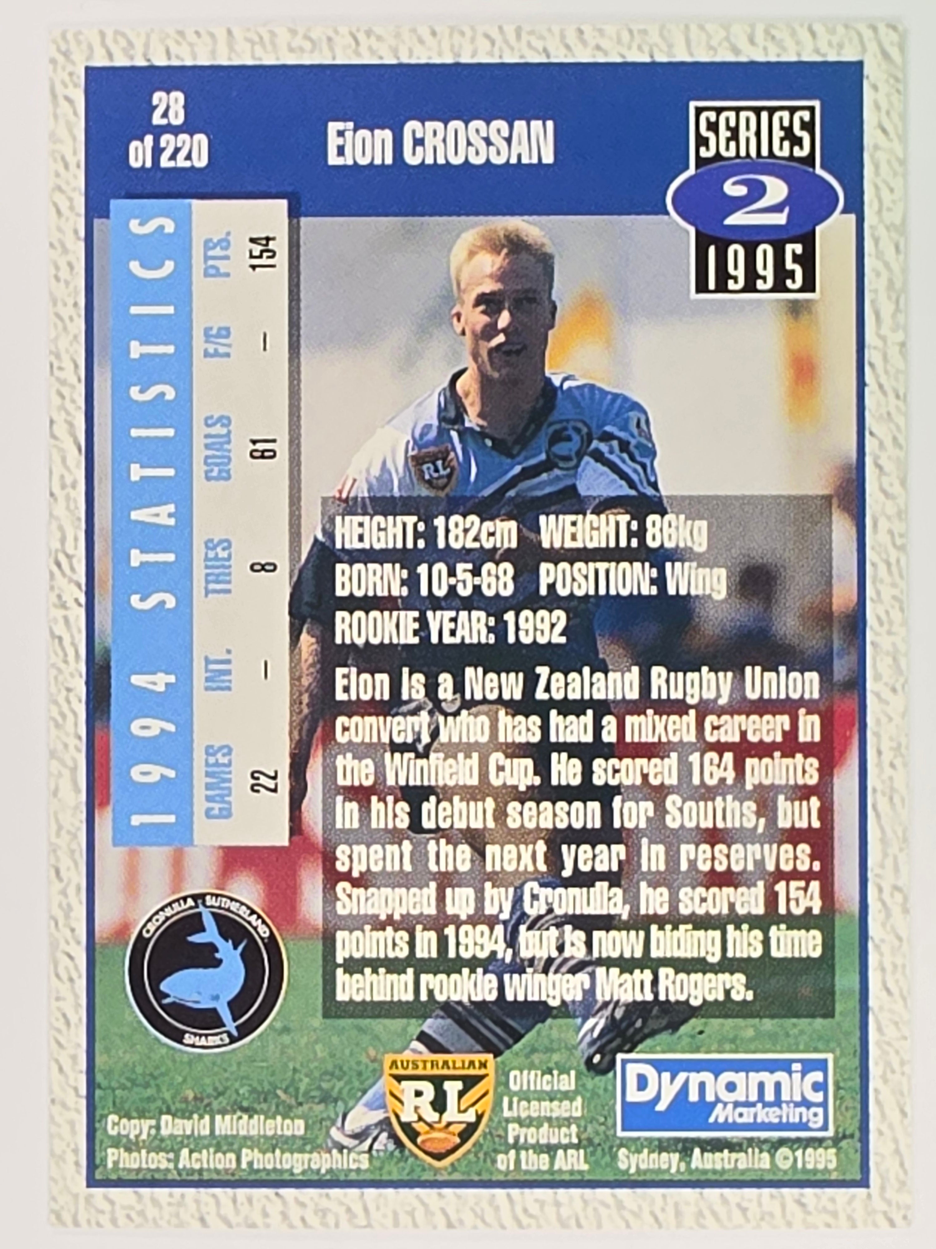 NRL 1995 Dynamic Series 2 | Base Card #028 | Eion Crossan | Cronulla Sharks