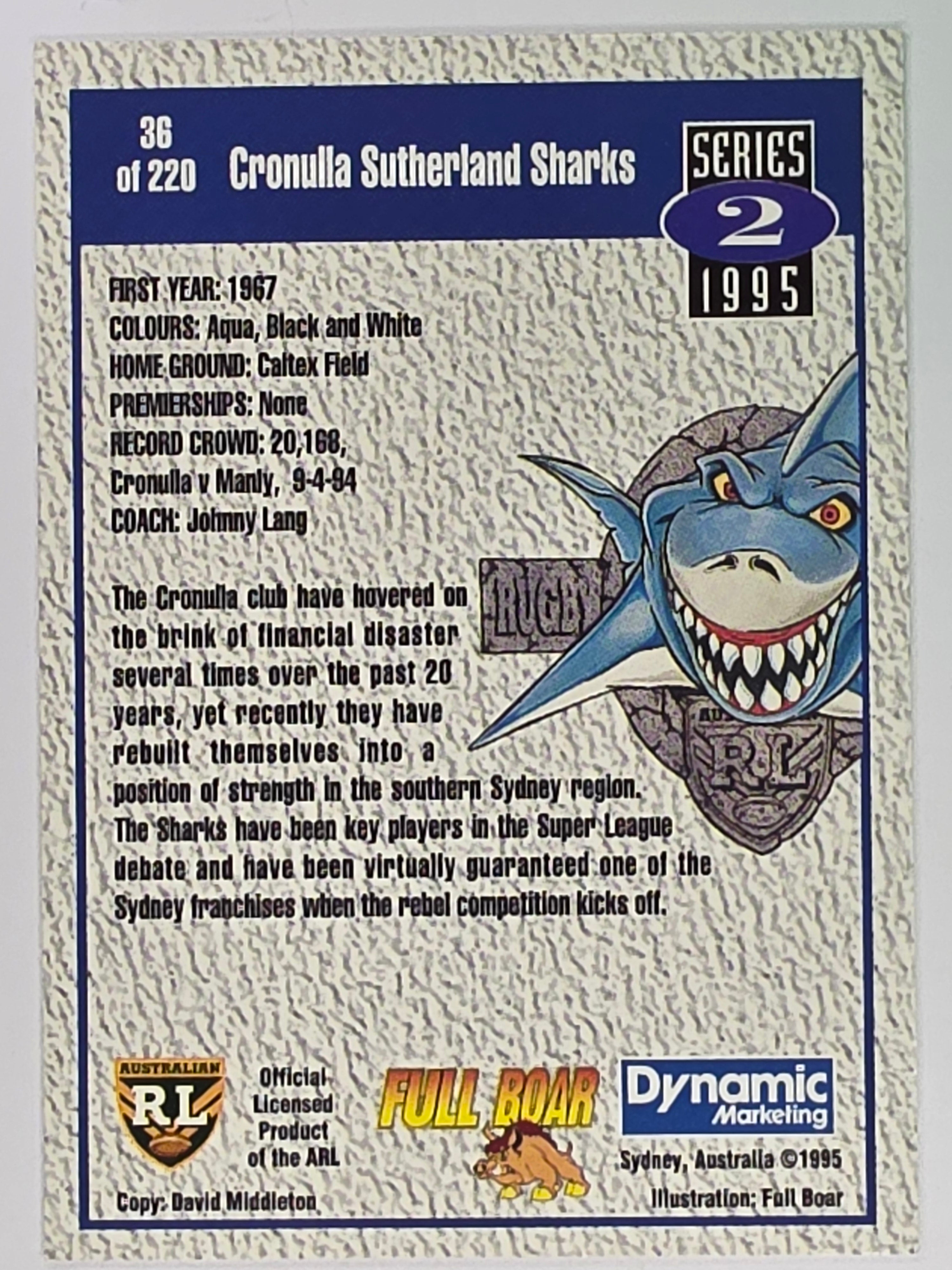 NRL 1995 Dynamic Series 2 | Base Card #036 | Cronulla Sharks Logo