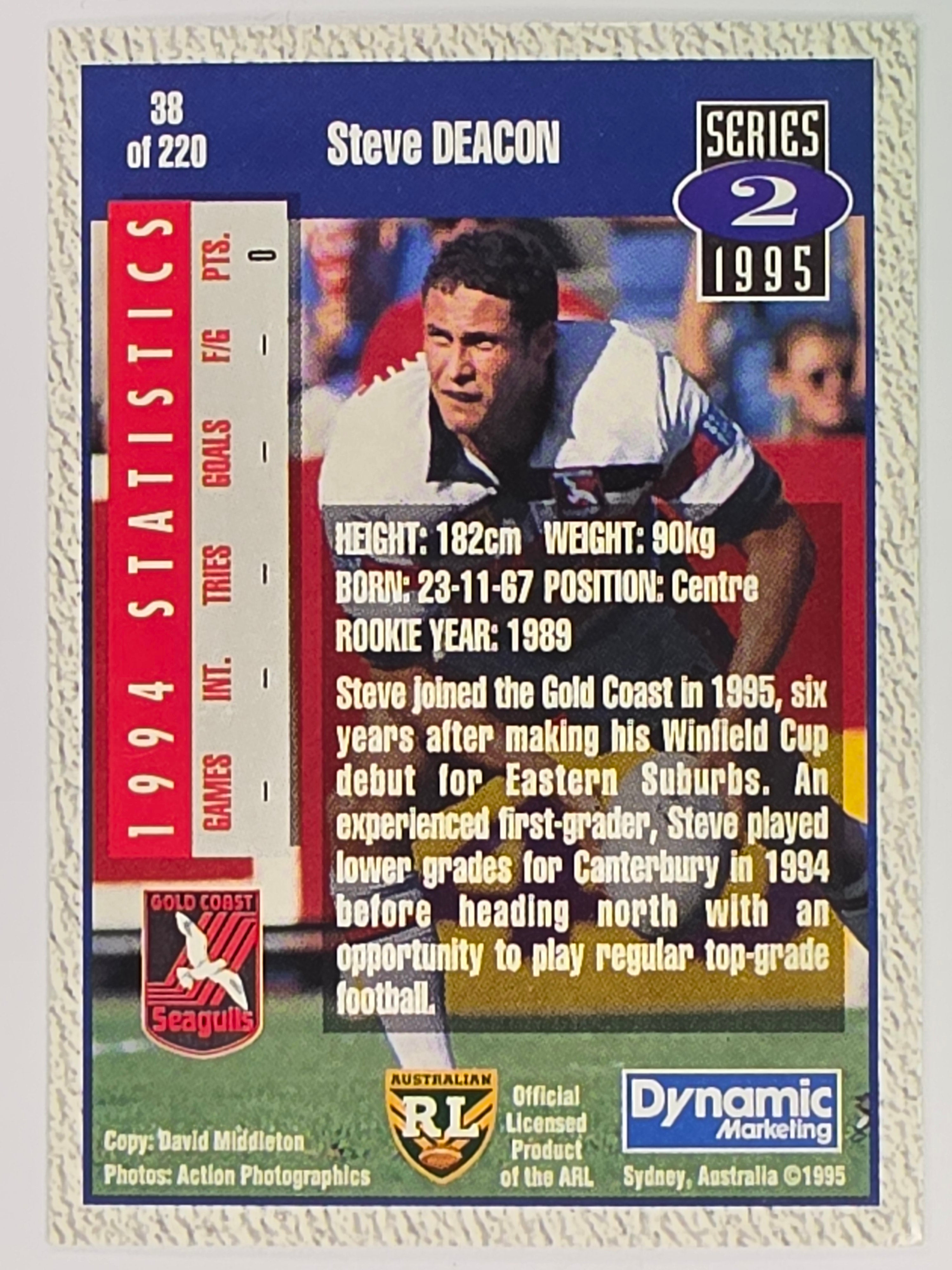 NRL 1995 Dynamic Series 2 | Base Card #038 | Steve Deacon | Gold Coast Seagulls