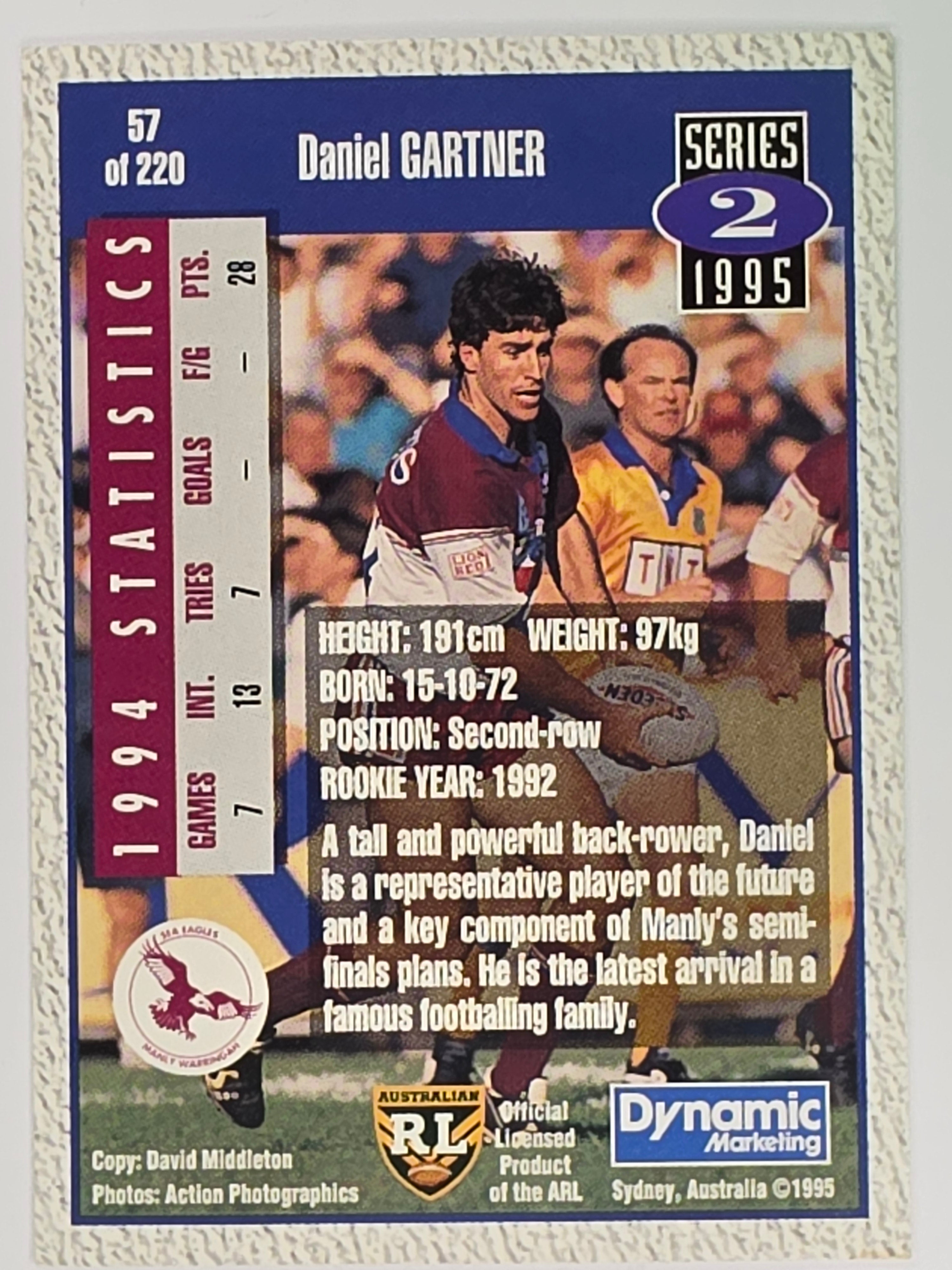 NRL 1995 Dynamic Series 2 | Base Card #057 | Daniel Gartner | Manly Warringah Sea Eagles
