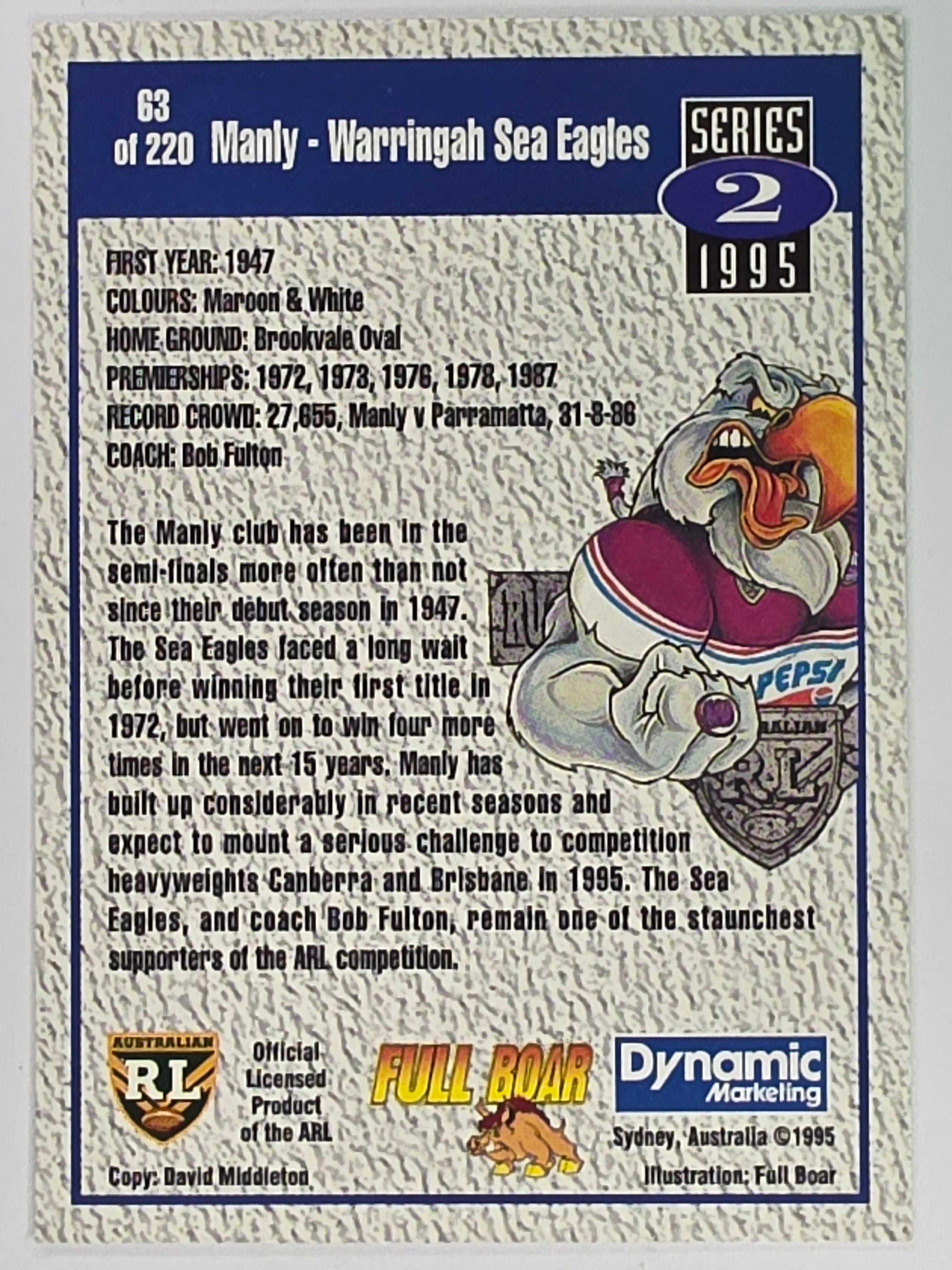NRL 1995 Dynamic Series 2 | Base Card #063 | Manly Warringah Sea Eagles Logo