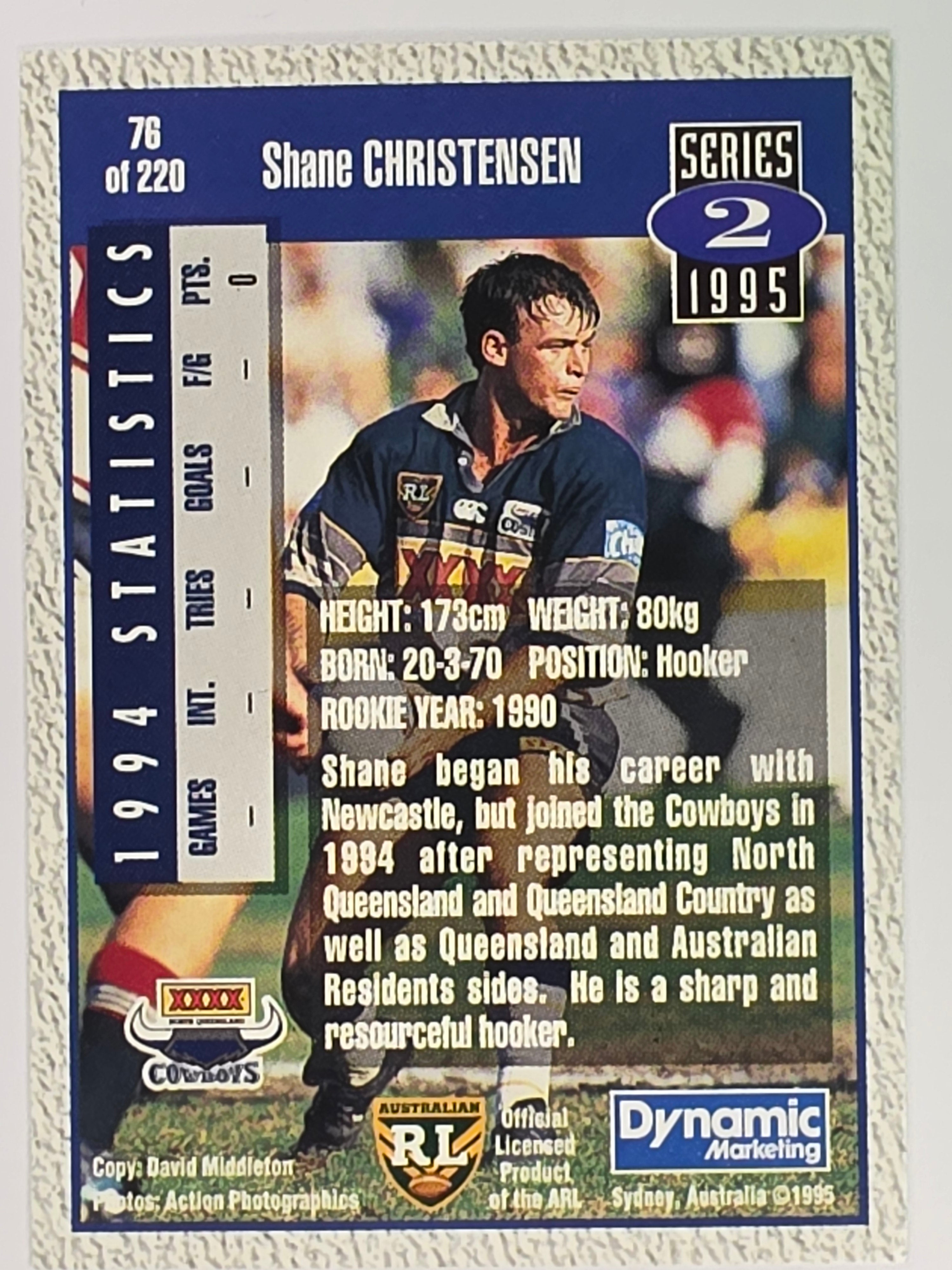 NRL 1995 Dynamic Series 2 | Base Card #076 | Shane Christensen | North Queensland Cowboys