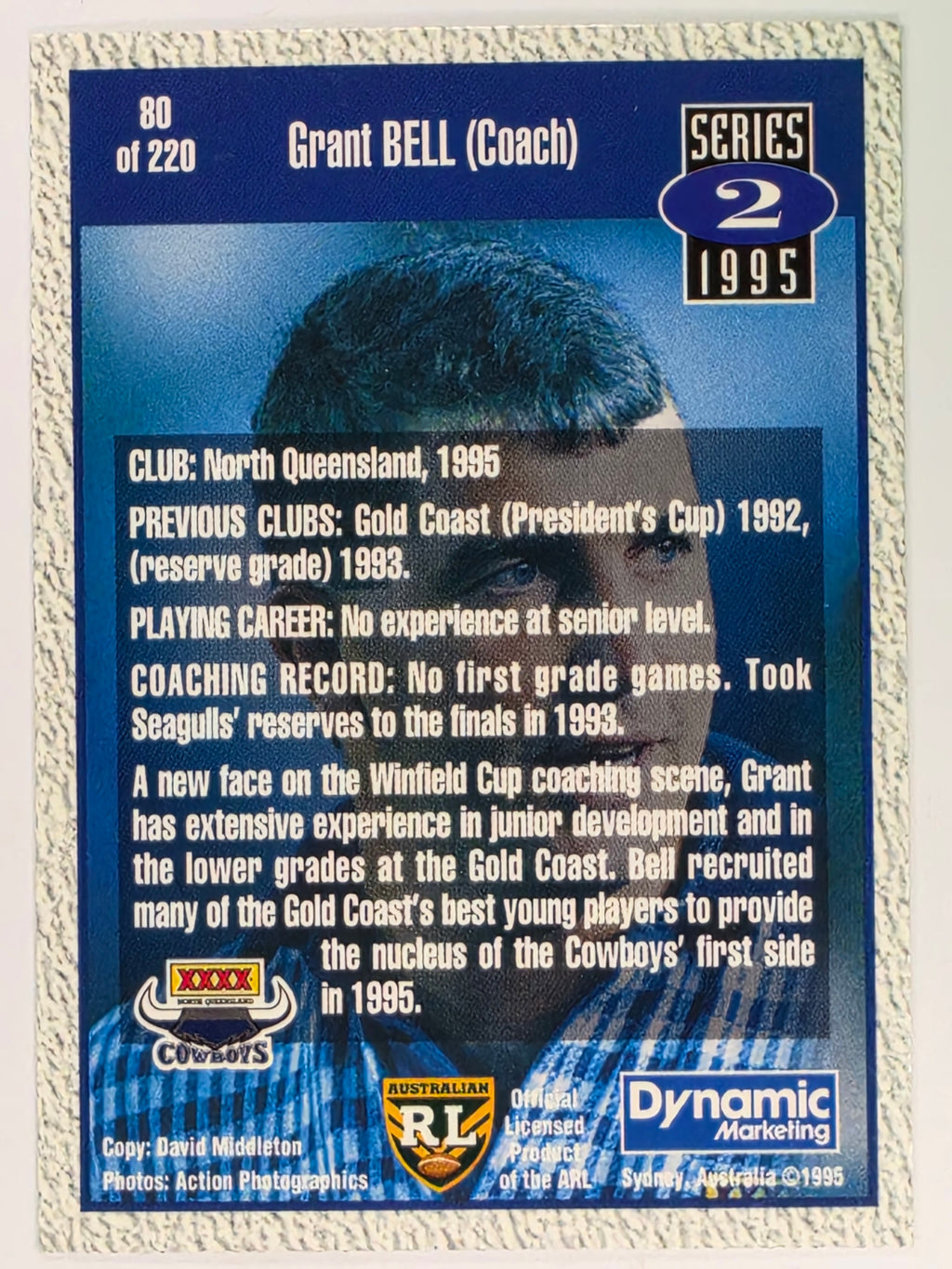 NRL 1995 Dynamic Series 2 | Base Card #080 | Grant Bell | North Queensland Cowboys