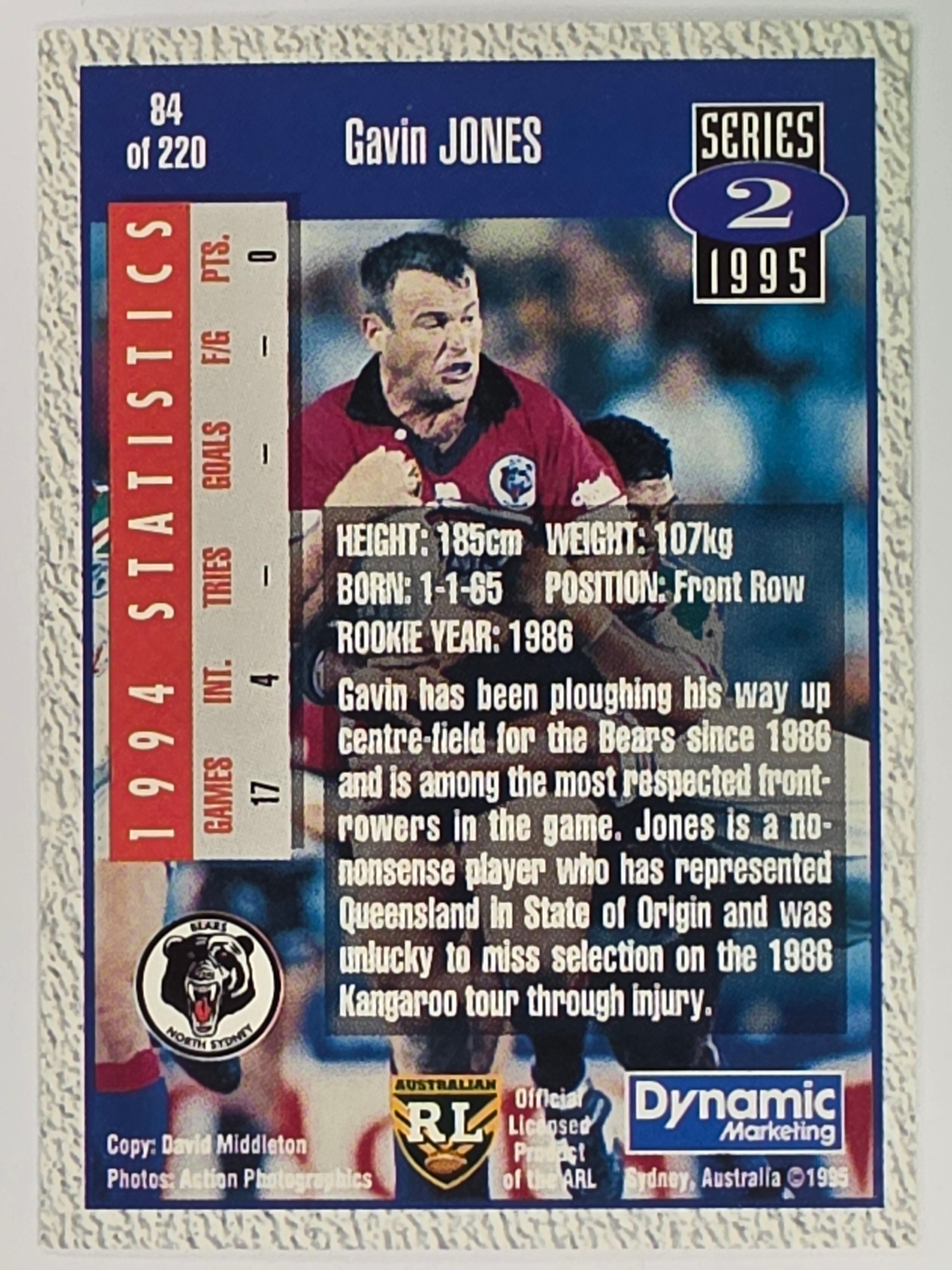 NRL 1995 Dynamic Series 2 | Base Card #084 | Gavin Jones | North Sydney Bears