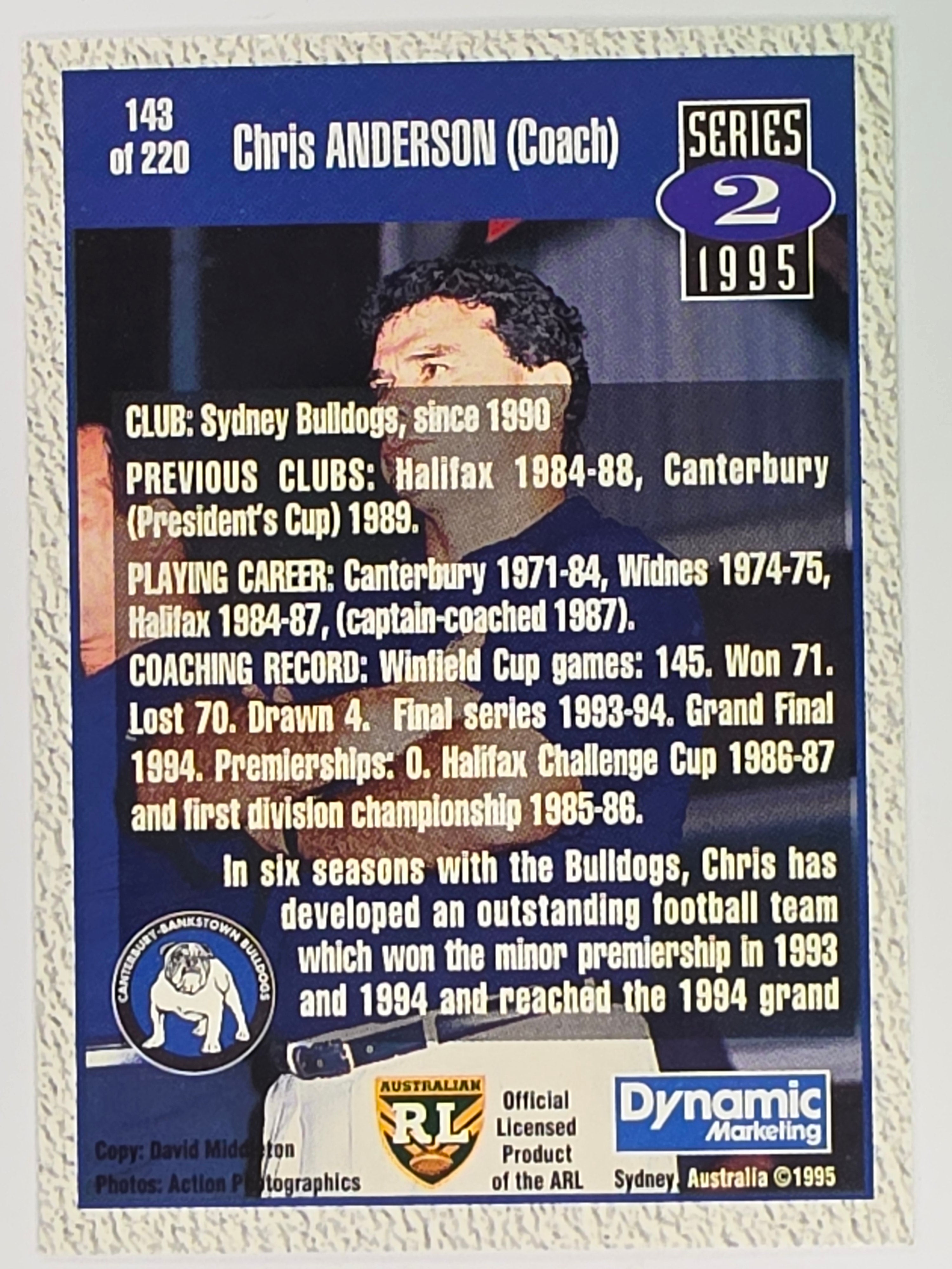 NRL 1995 Dynamic Series 2 | Base Card #143 | Chris Anderson | Sydney Bulldogs