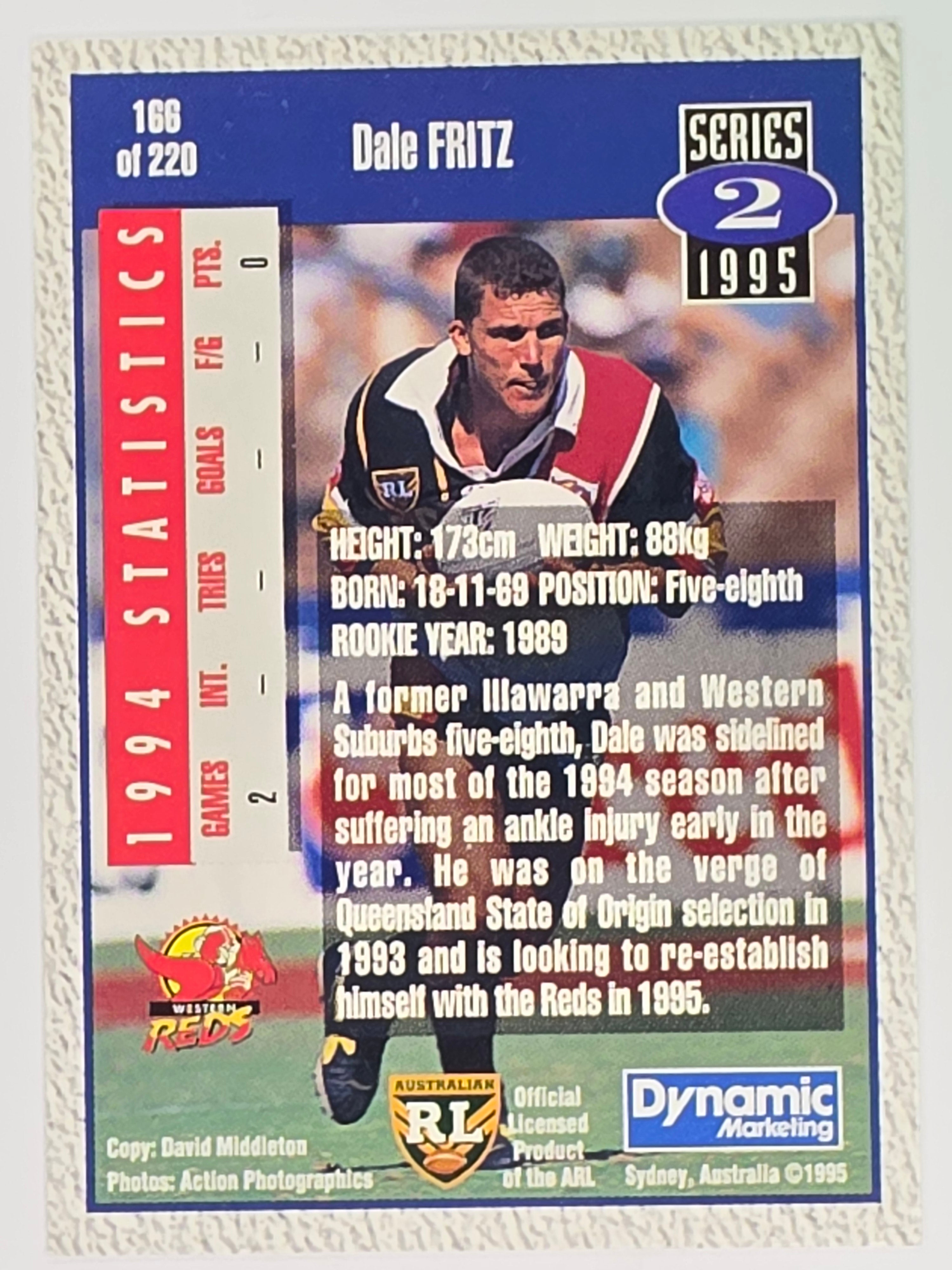 NRL 1995 Dynamic Series 2 | Base Card #166 | Dale Fritz | Western Reds