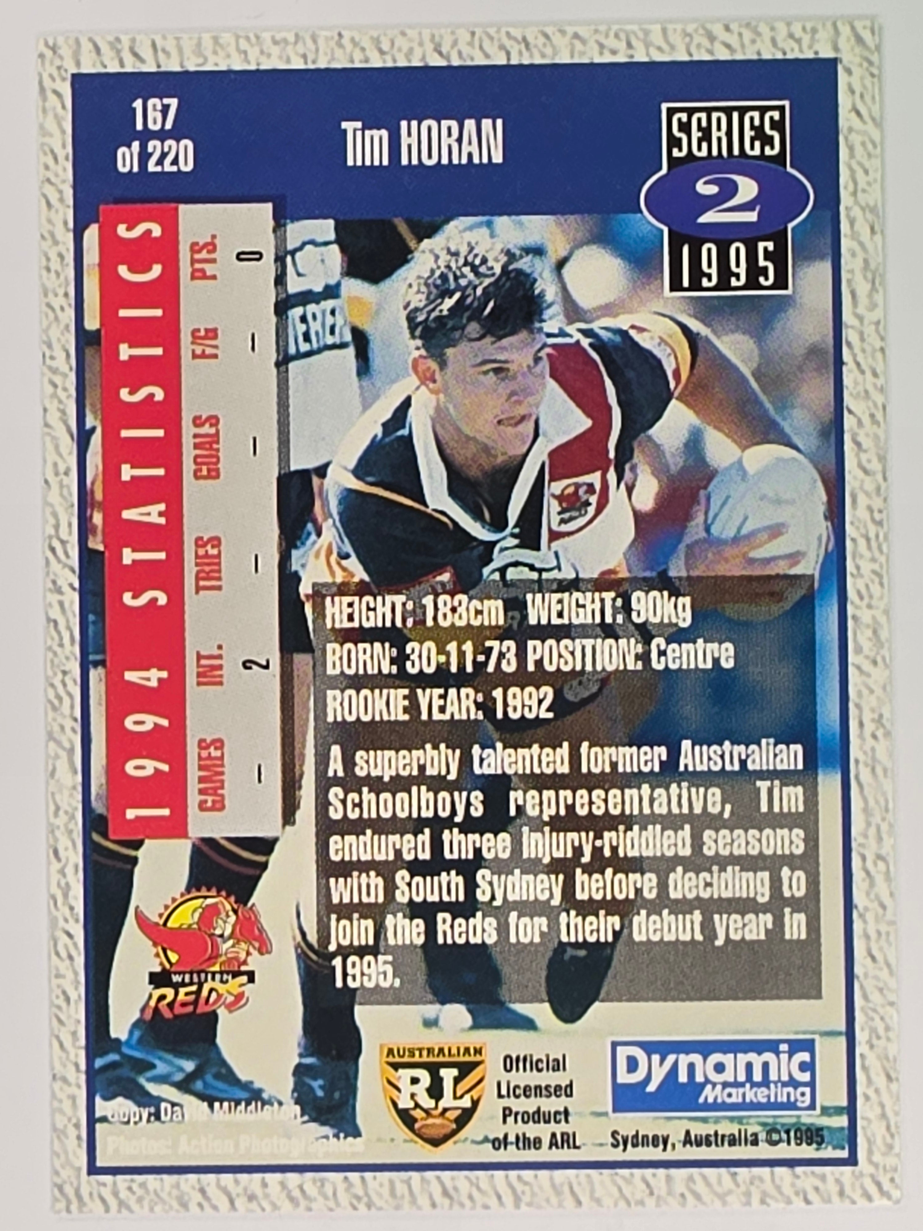 NRL 1995 Dynamic Series 2 | Base Card #167 | Tim Horan | Western Reds