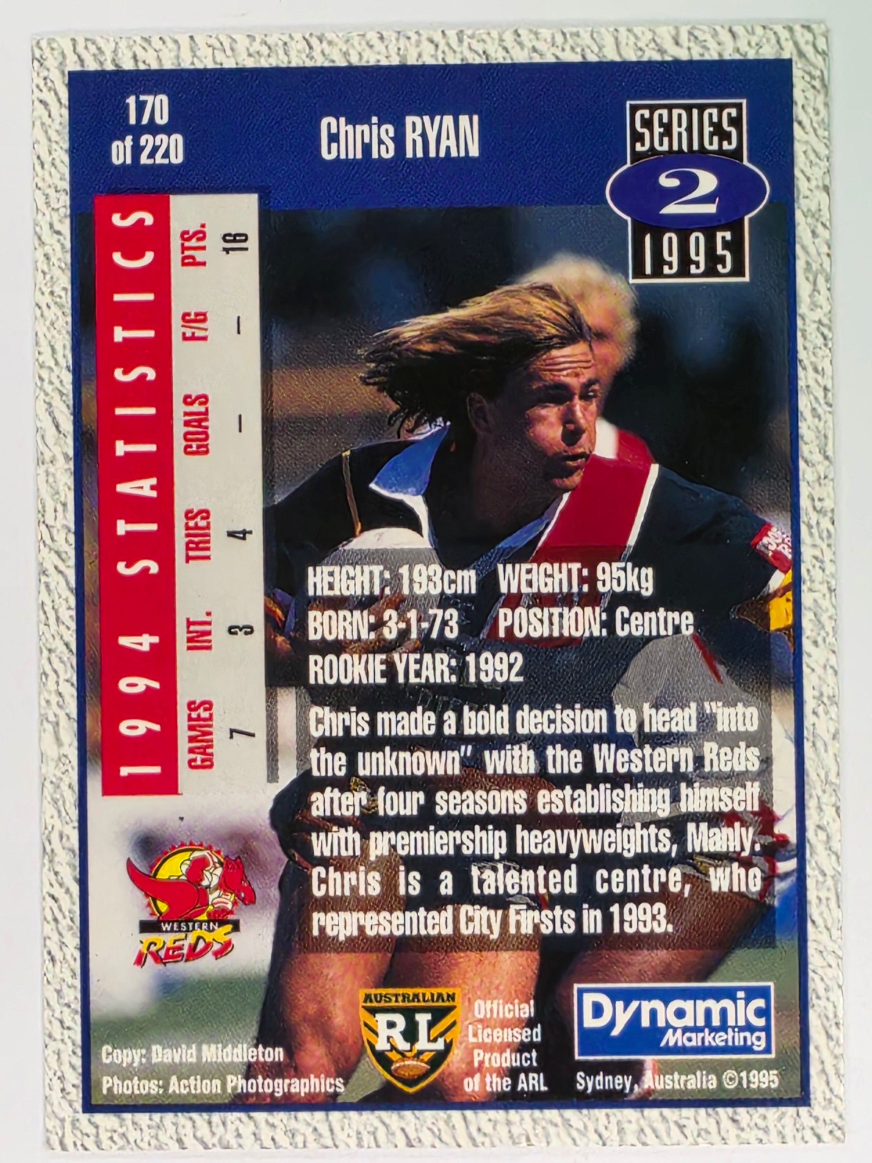 NRL 1995 Dynamic Series 2 | Base Card #170 | Chris Ryan | Western Reds