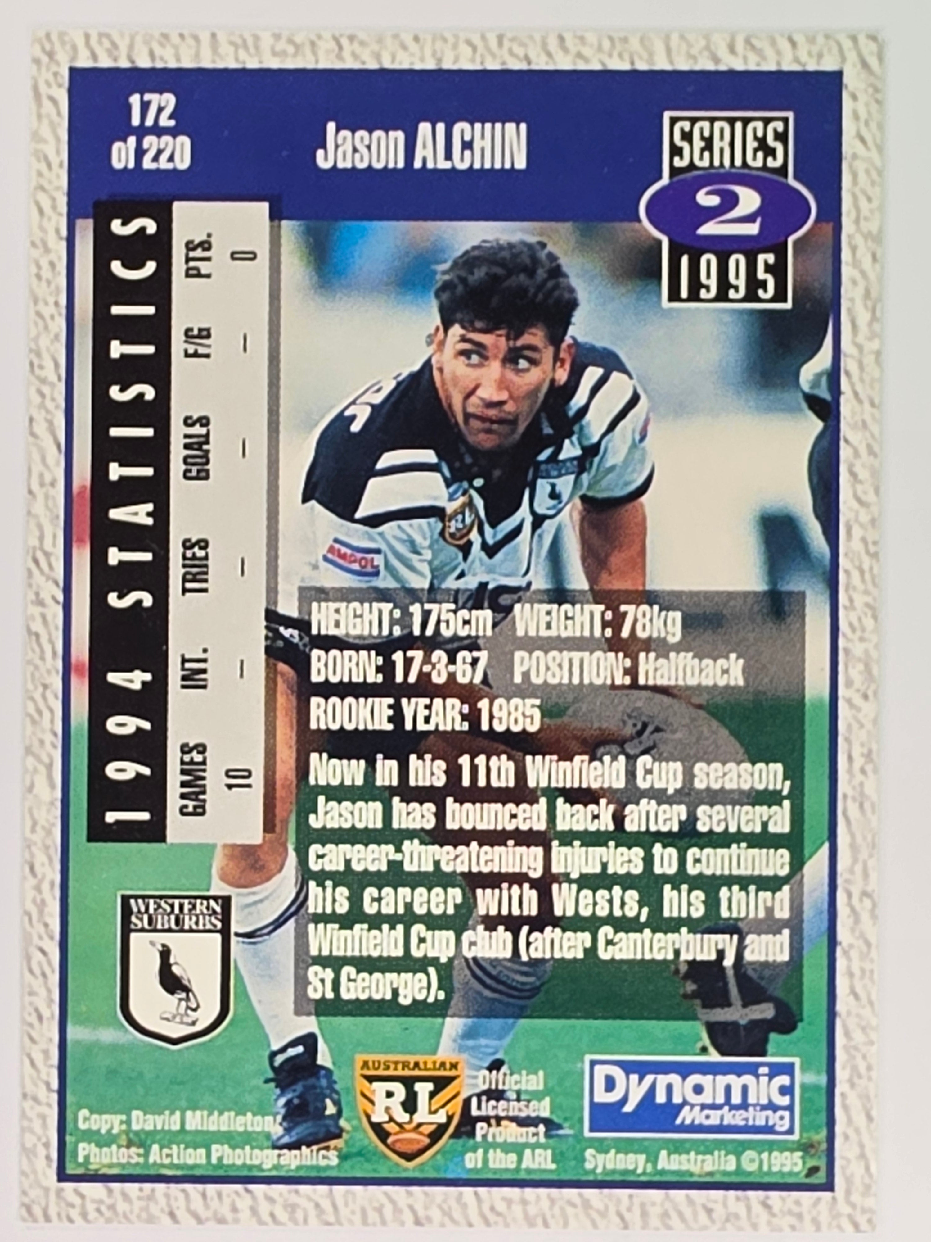 NRL 1995 Dynamic Series 2 | Base Card #172 | Jason Alchin | Western Suburbs Magpies
