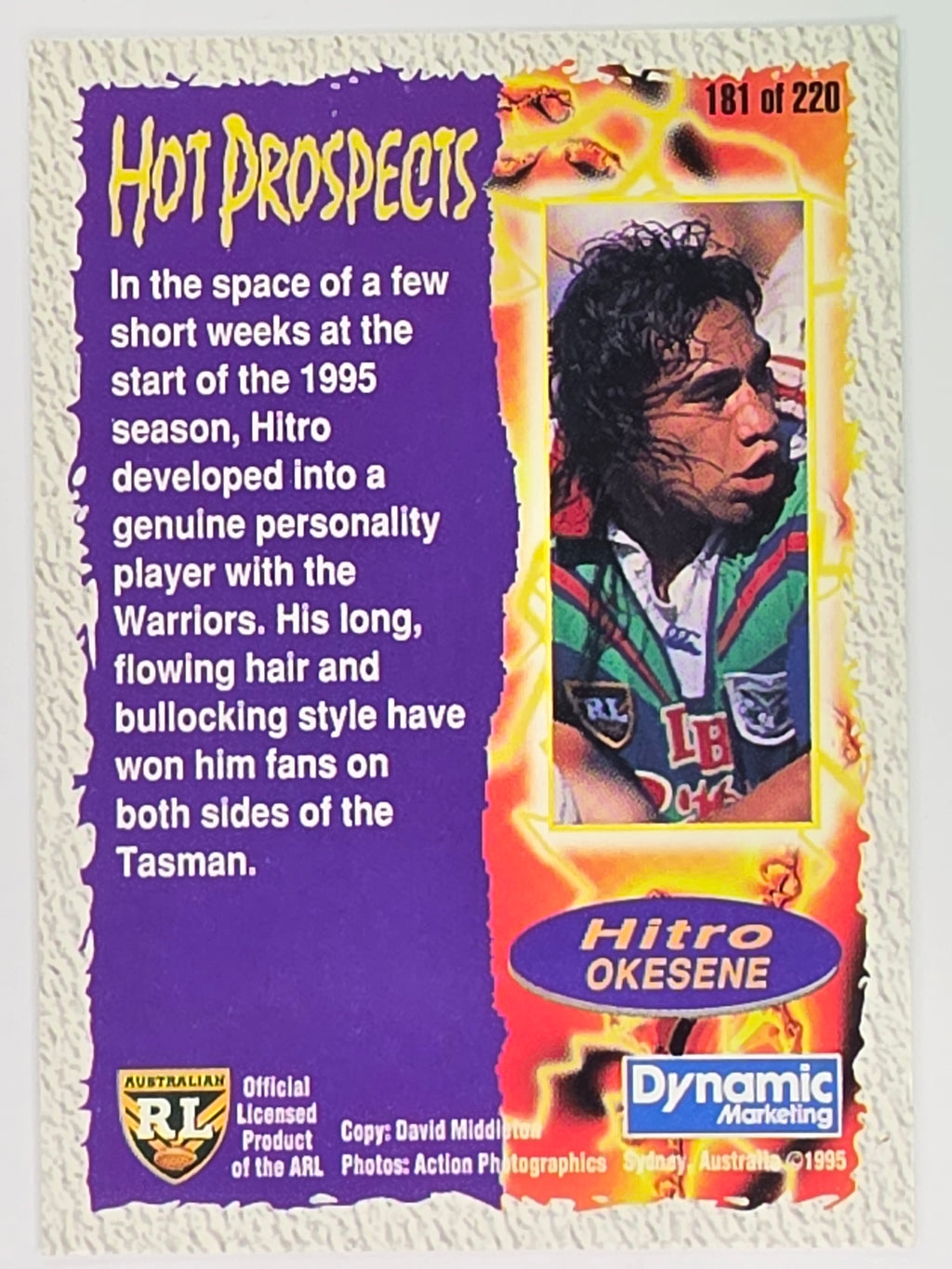 NRL 1995 Dynamic Series 2 | Base Card #181 | Hitro Okesene | Auckland Warriors