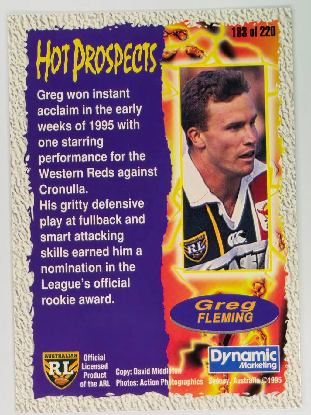NRL 1995 Dynamic Series 2 | Base Card #183 | Greg Flemming | Western Reds