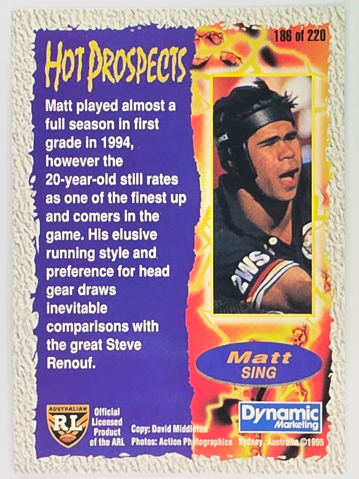 NRL 1995 Dynamic Series 2 | Base Card #186 | Matt Sing | Penrith Panthers