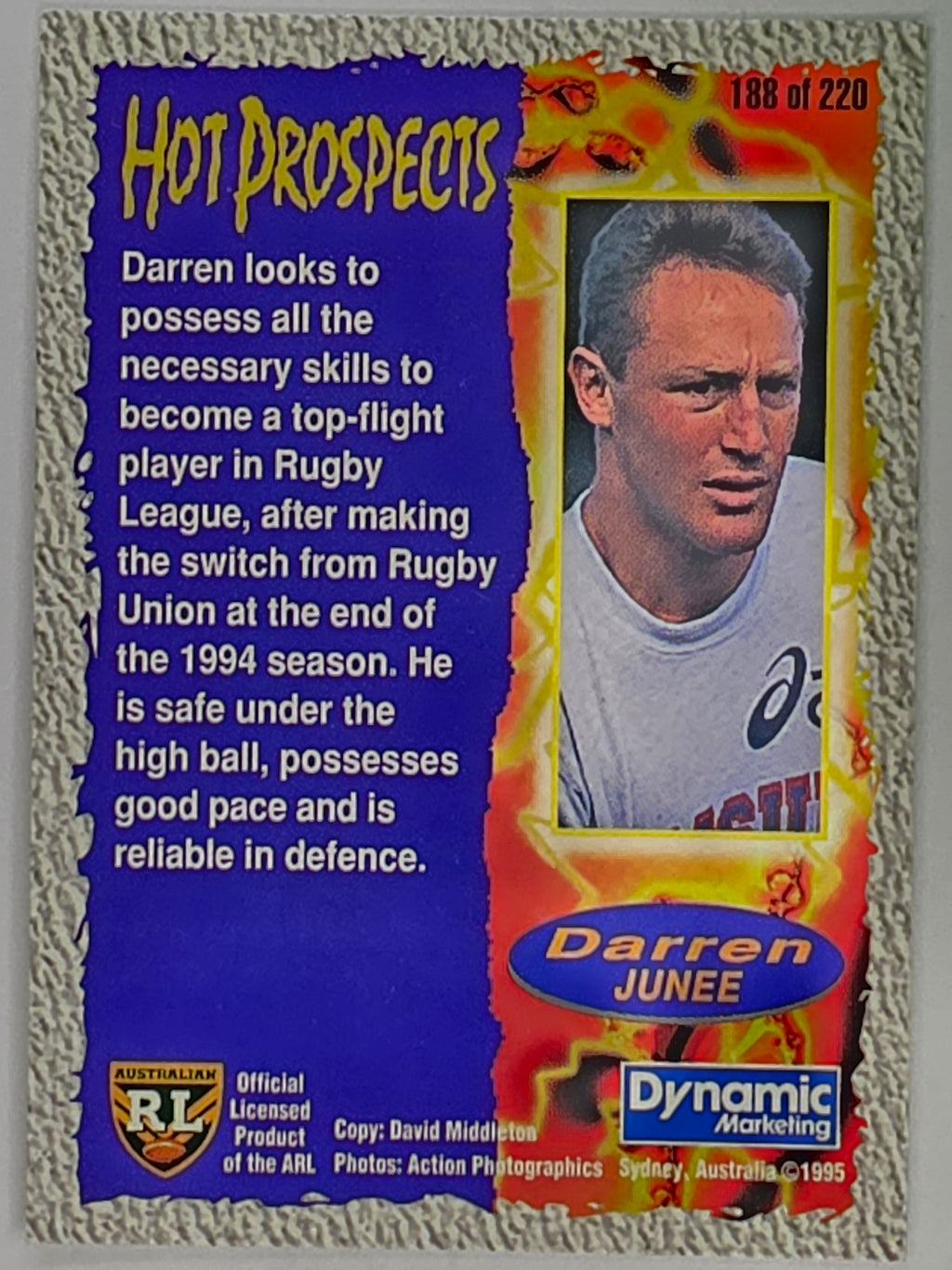 NRL 1995 Dynamic Series 2 | Base Card #188 | Darren Junee | Sydney City Roosters