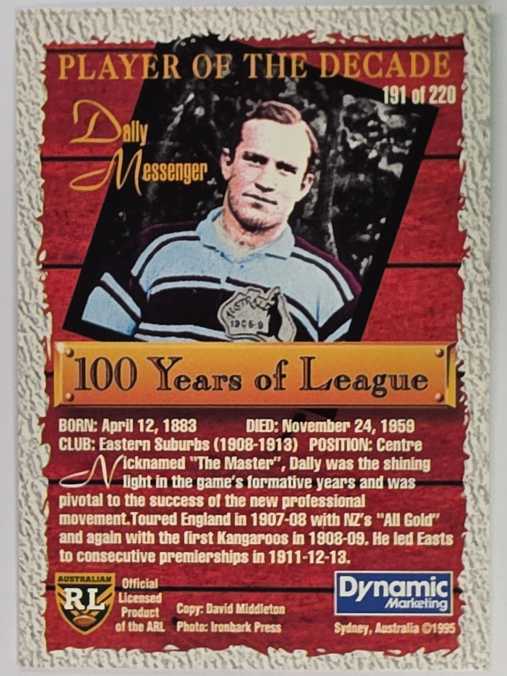 NRL 1995 Dynamic Series 2 | Base Card #191 | Dally Messenger