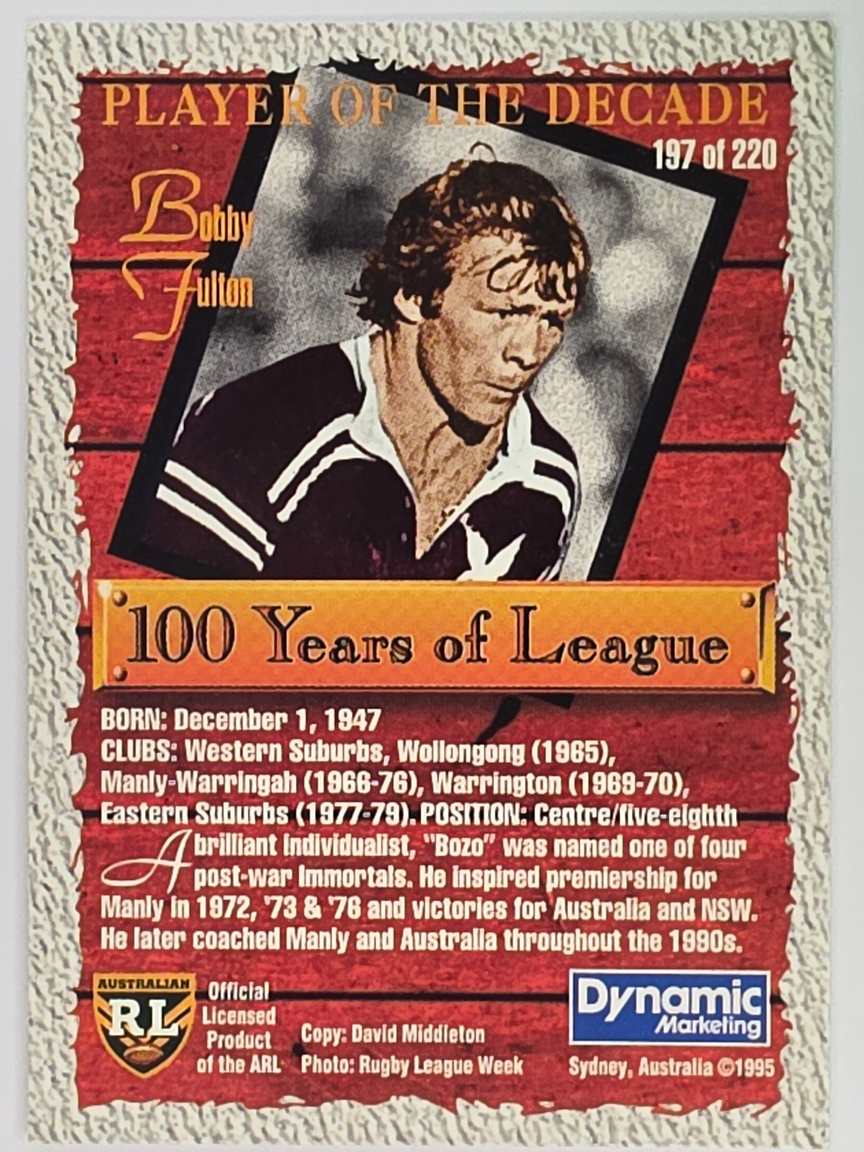 NRL 1995 Dynamic Series 2 | Base Card #197 | Bobby Fulton | Manly Sea Eagles