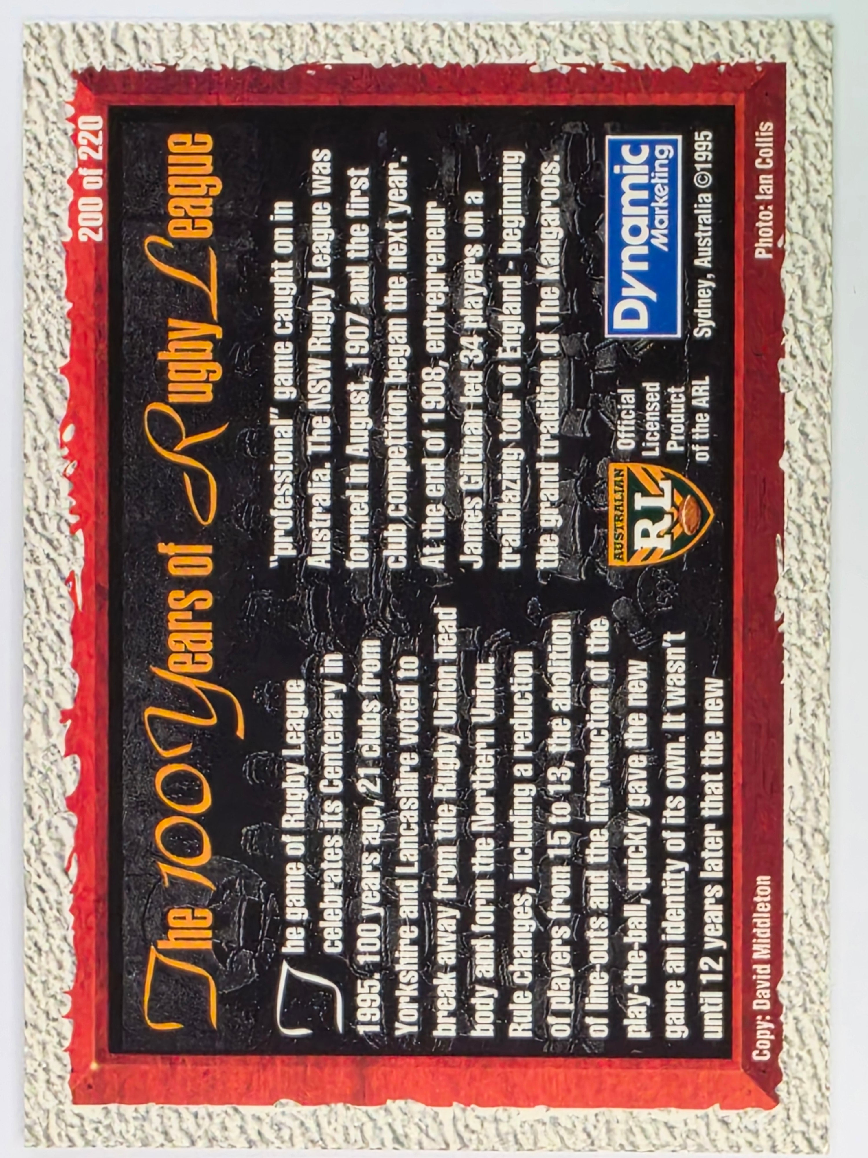 NRL 1995 Dynamic Series 2 | Base Card #200 | The First Kangaroos