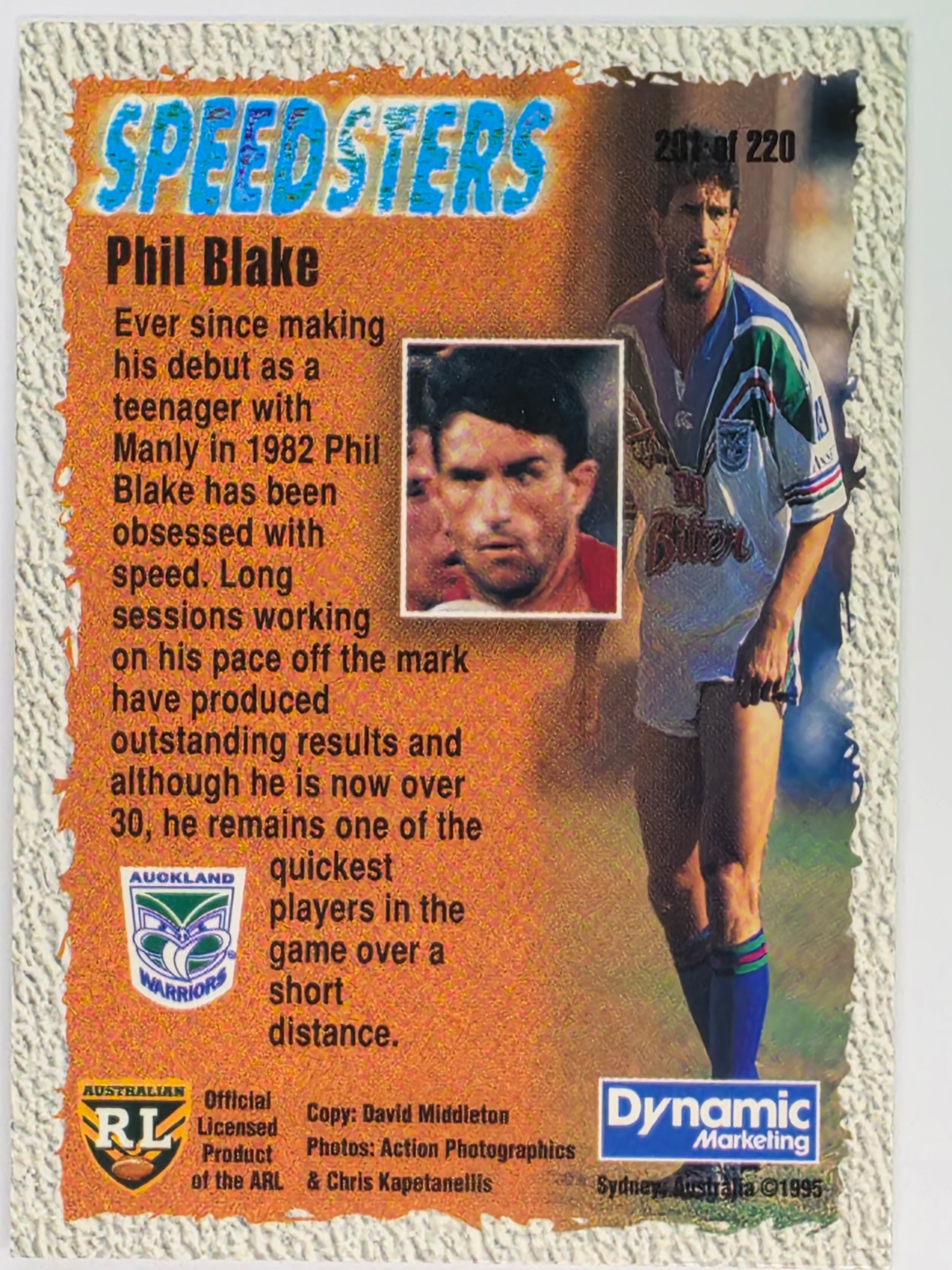 NRL 1995 Dynamic Series 2 | Base Card #201 | Phil Blake | Auckland Warriors