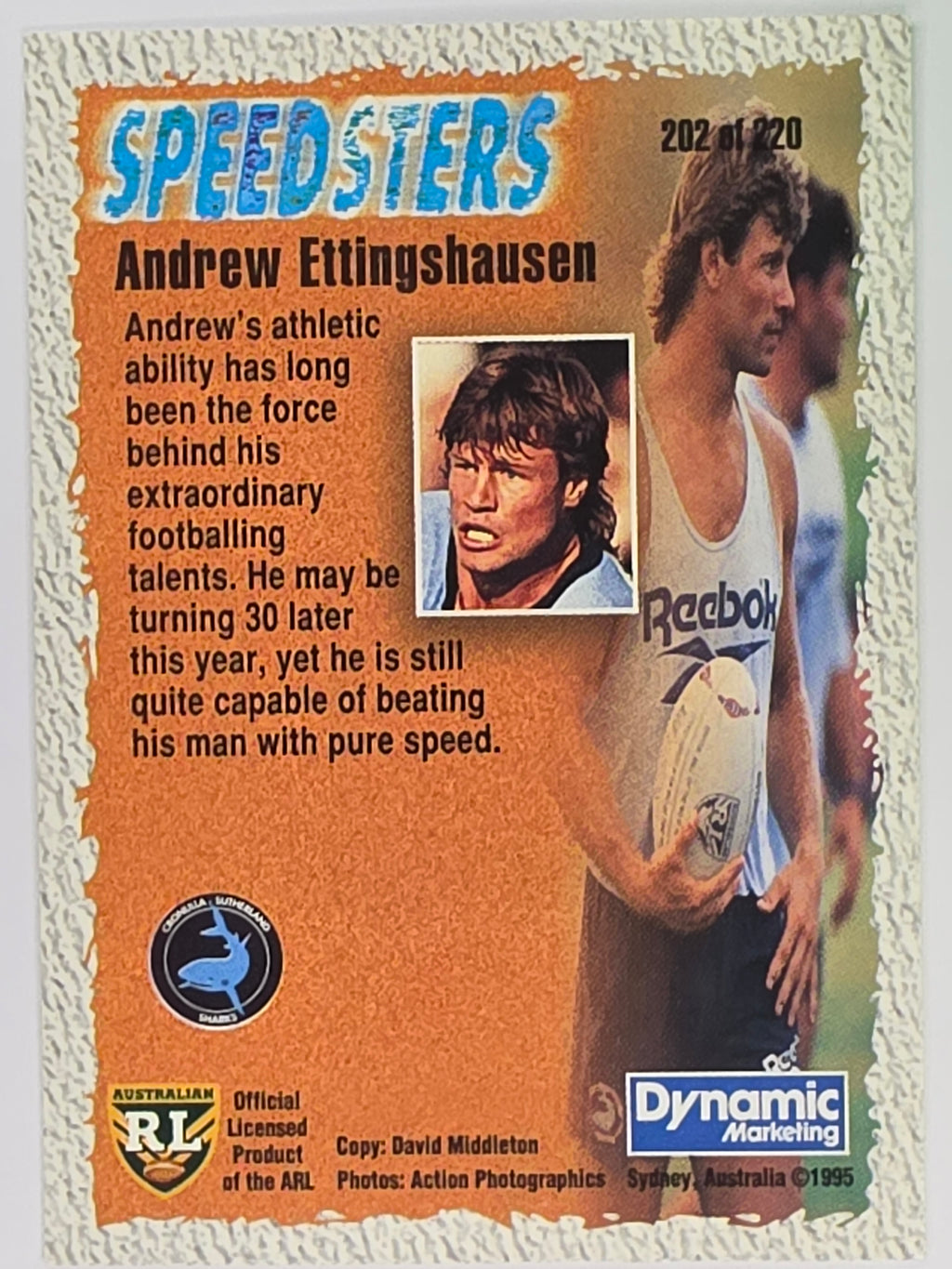 NRL 1995 Dynamic Series 2 | Base Card #202 | Andrew Ettingshausen | Cronulla Sharks