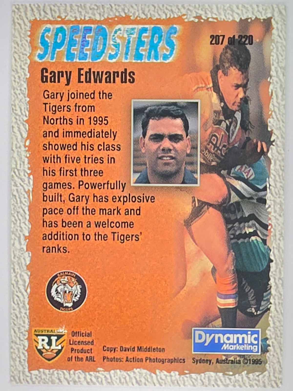 NRL 1995 Dynamic Series 2 | Base Card #207 | Gary Edwards | Sydney Tigers