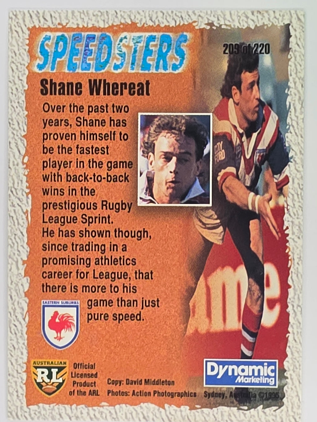 NRL 1995 Dynamic Series 2 | Base Card #209 | Shane Whereat | Sydney City Roosters