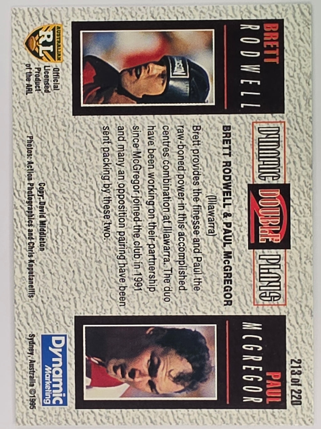 NRL 1995 Dynamic Series 2 | Base Card #213 | Brett Rodwell / Paul McGregor | Illawarra Steelers