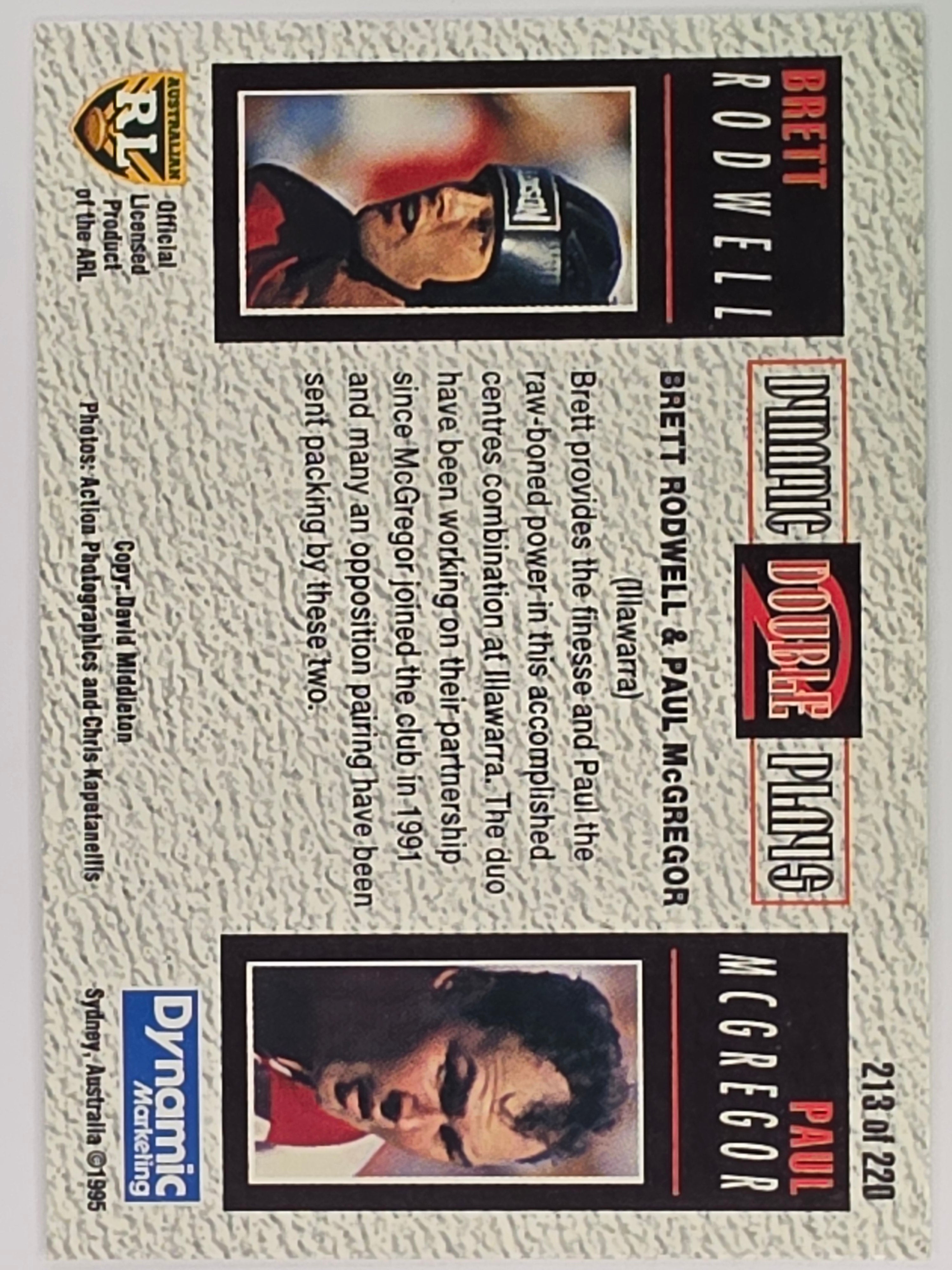 NRL 1995 Dynamic Series 2 | Base Card #213 | Brett Rodwell / Paul McGregor | Illawarra Steelers