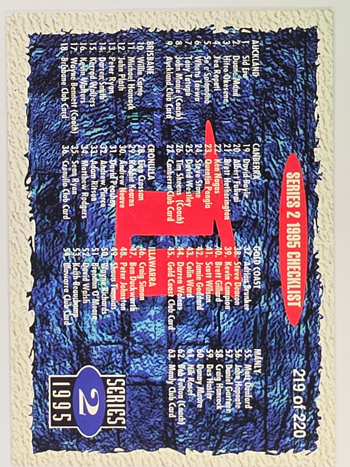 NRL 1995 Dynamic Series 2 | Base Card #219 | Checklist 1
