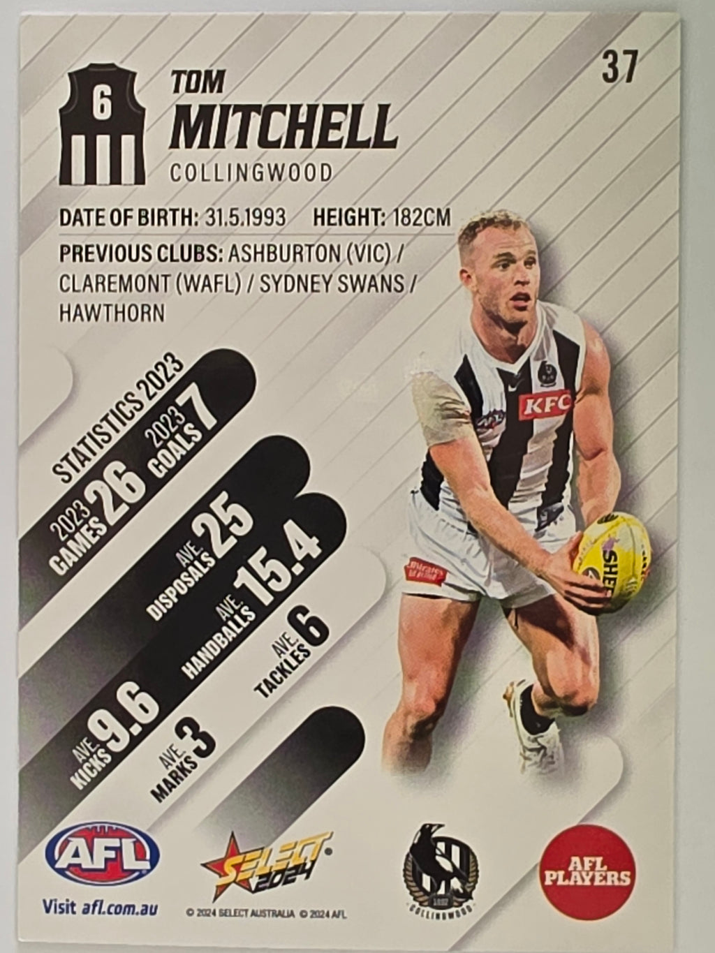 AFL 2024 Footy Stars | Base Card #37 | T. MITCHELL | Collingwood