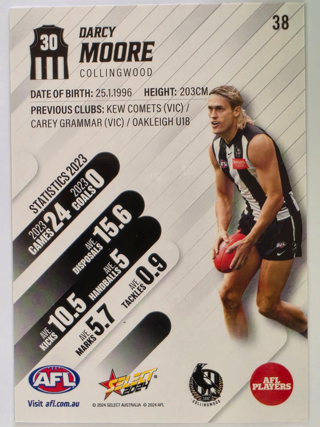 AFL 2024 Footy Stars | Base Card #38 | D. MOORE | Collingwood