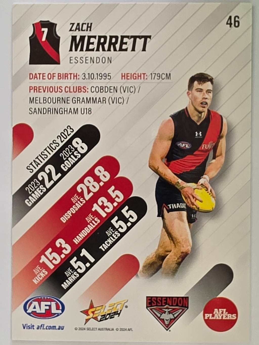 AFL 2024 Footy Stars | Base Card #46 | Z. MERRETT | Essendon