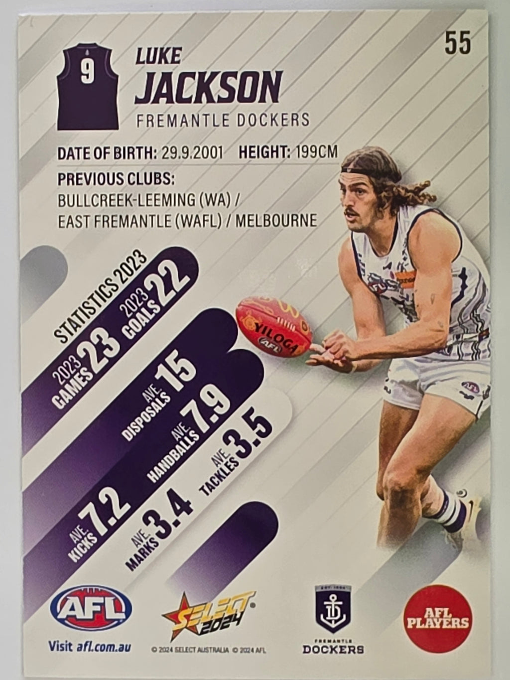 AFL 2024 Footy Stars | Base Card #55 | L. JACKSON | Fremantle Dockers