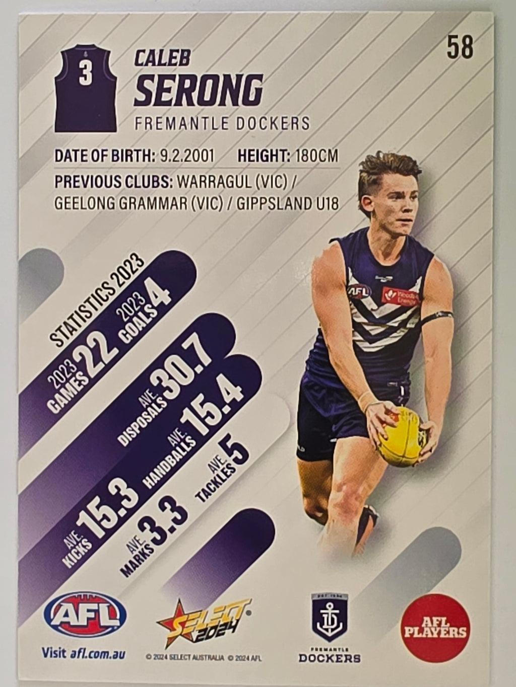 AFL 2024 Footy Stars | Base Card #58 | C. SERONG | Fremantle Dockers