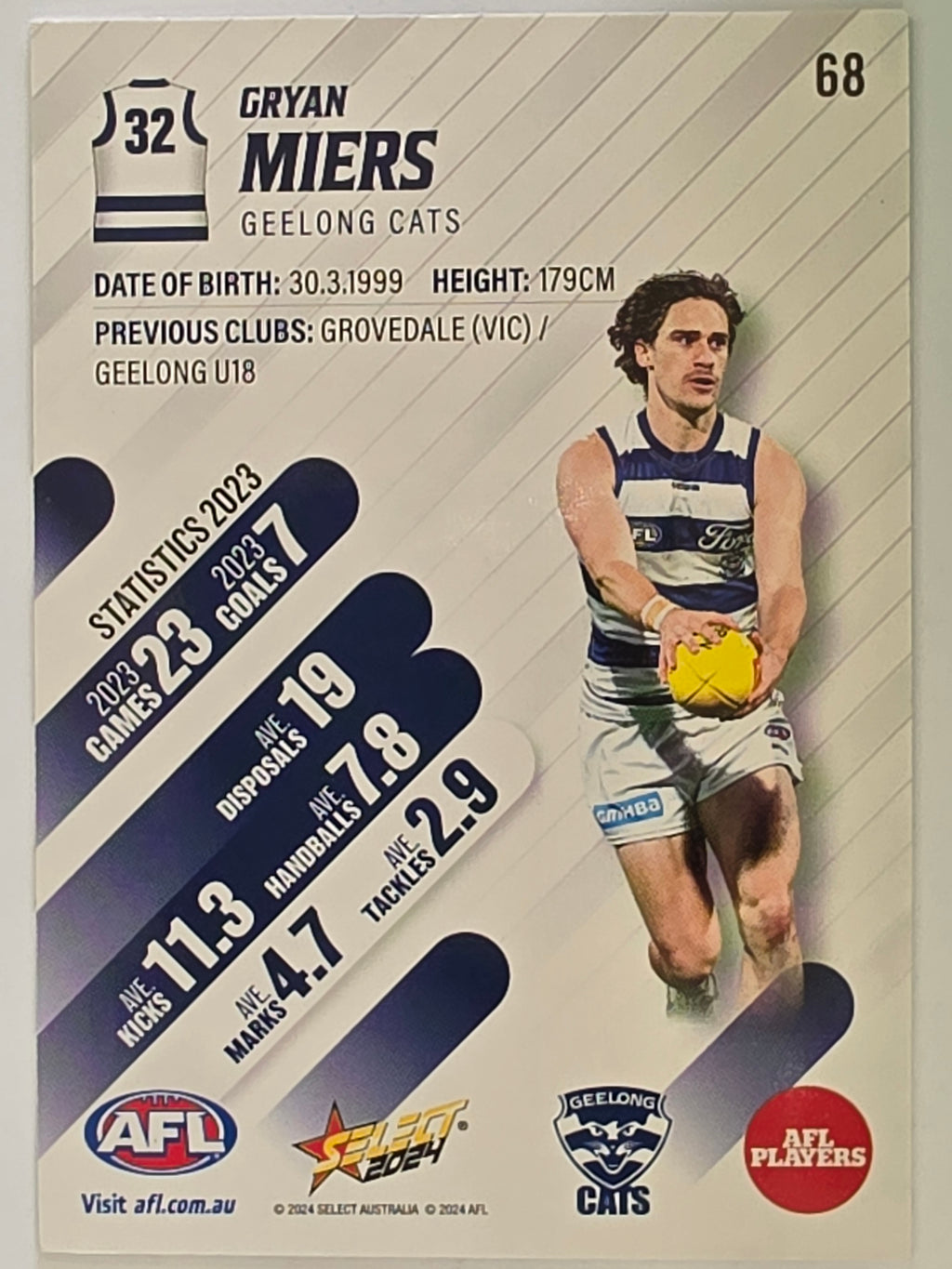 AFL 2024 Footy Stars | Base Card #68 | G. MIERS | Geelong Cats