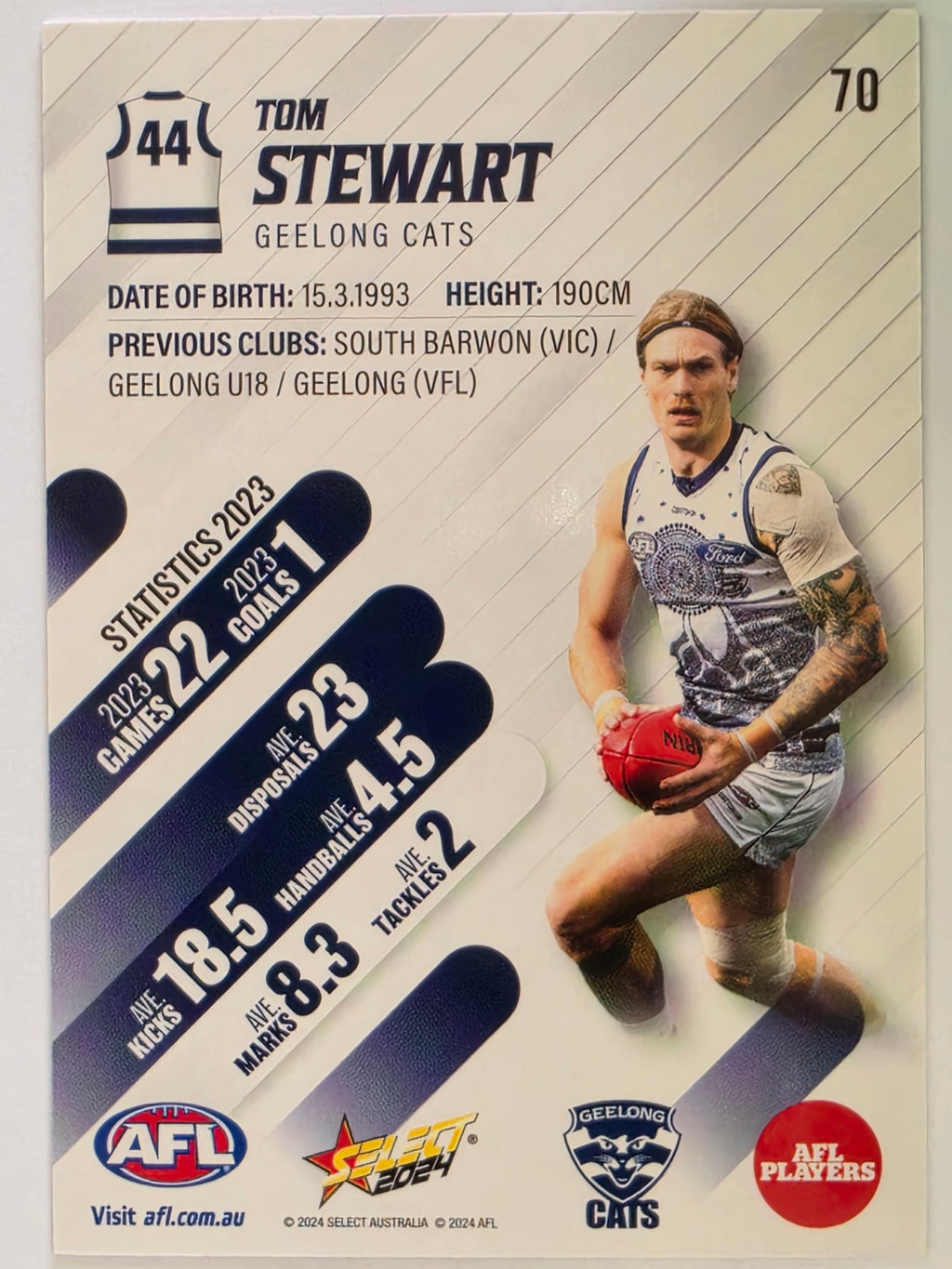AFL 2024 Footy Stars | Base Card #70 | T. STEWART | Geelong Cats
