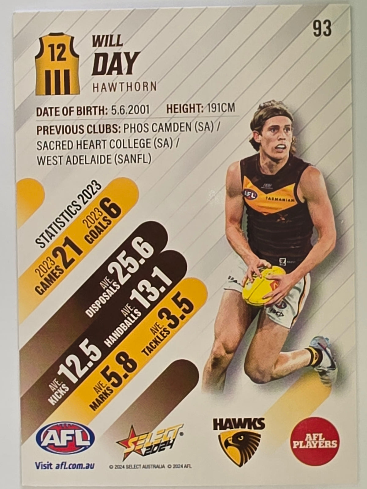 AFL 2024 Footy Stars | Base Card #93 | W. DAY | Hawthorn