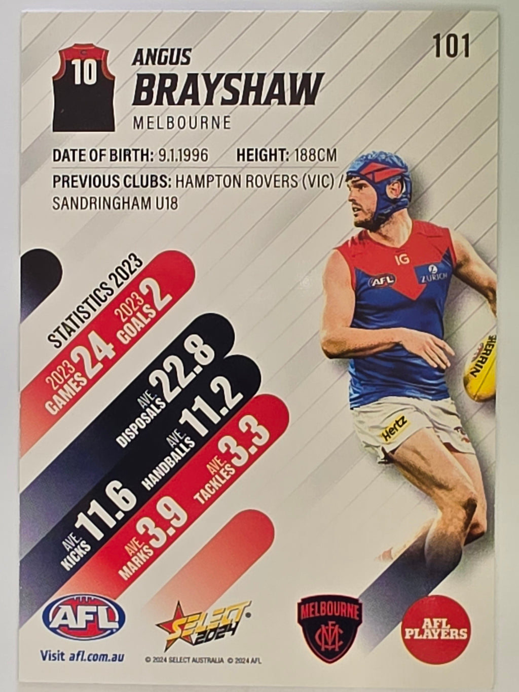 AFL 2024 Footy Stars | Base Card #101 | A. BRAYSHAW | Melbourne