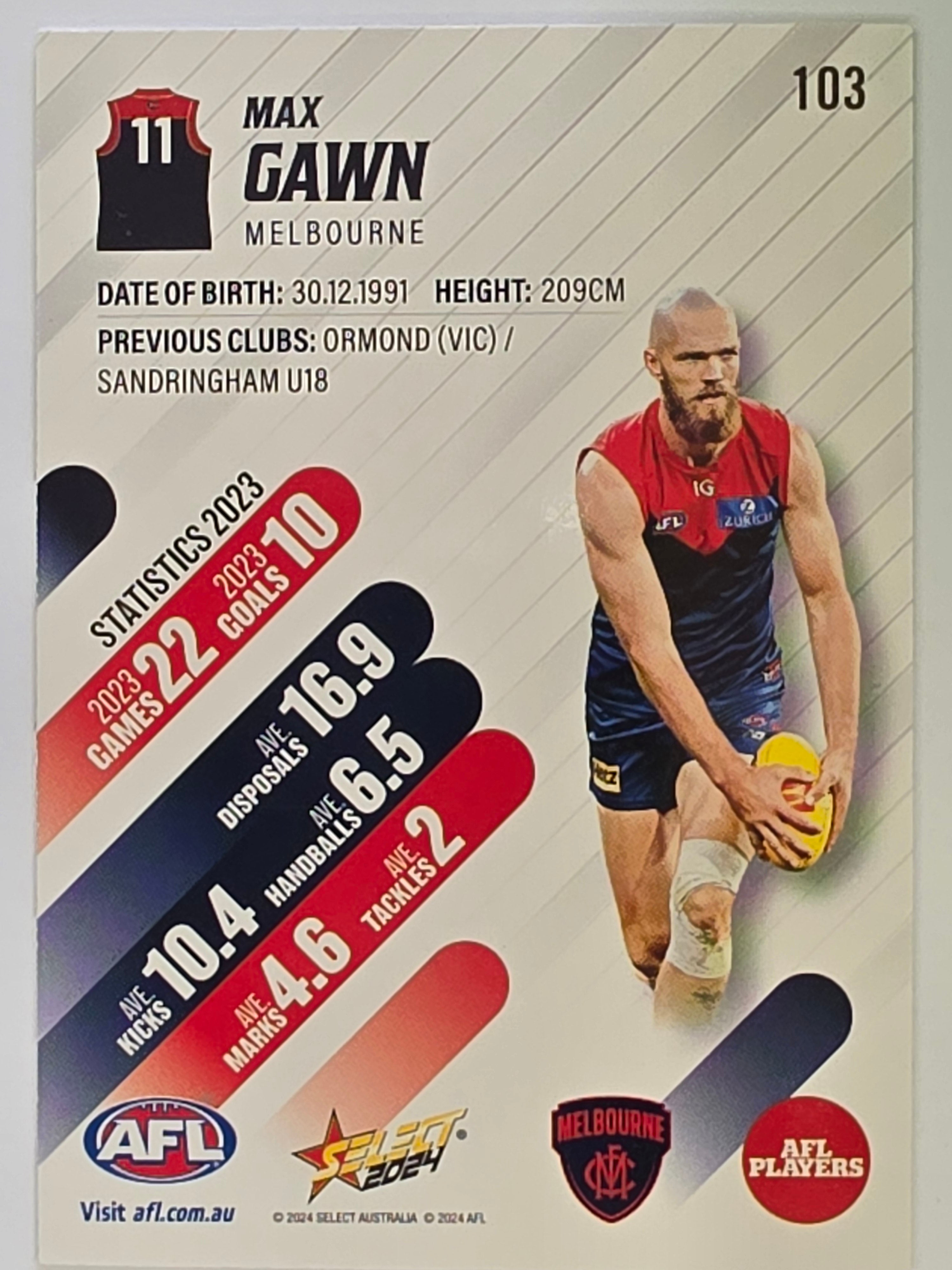 AFL 2024 Footy Stars | Base Card #103 | M. GAWN | Melbourne
